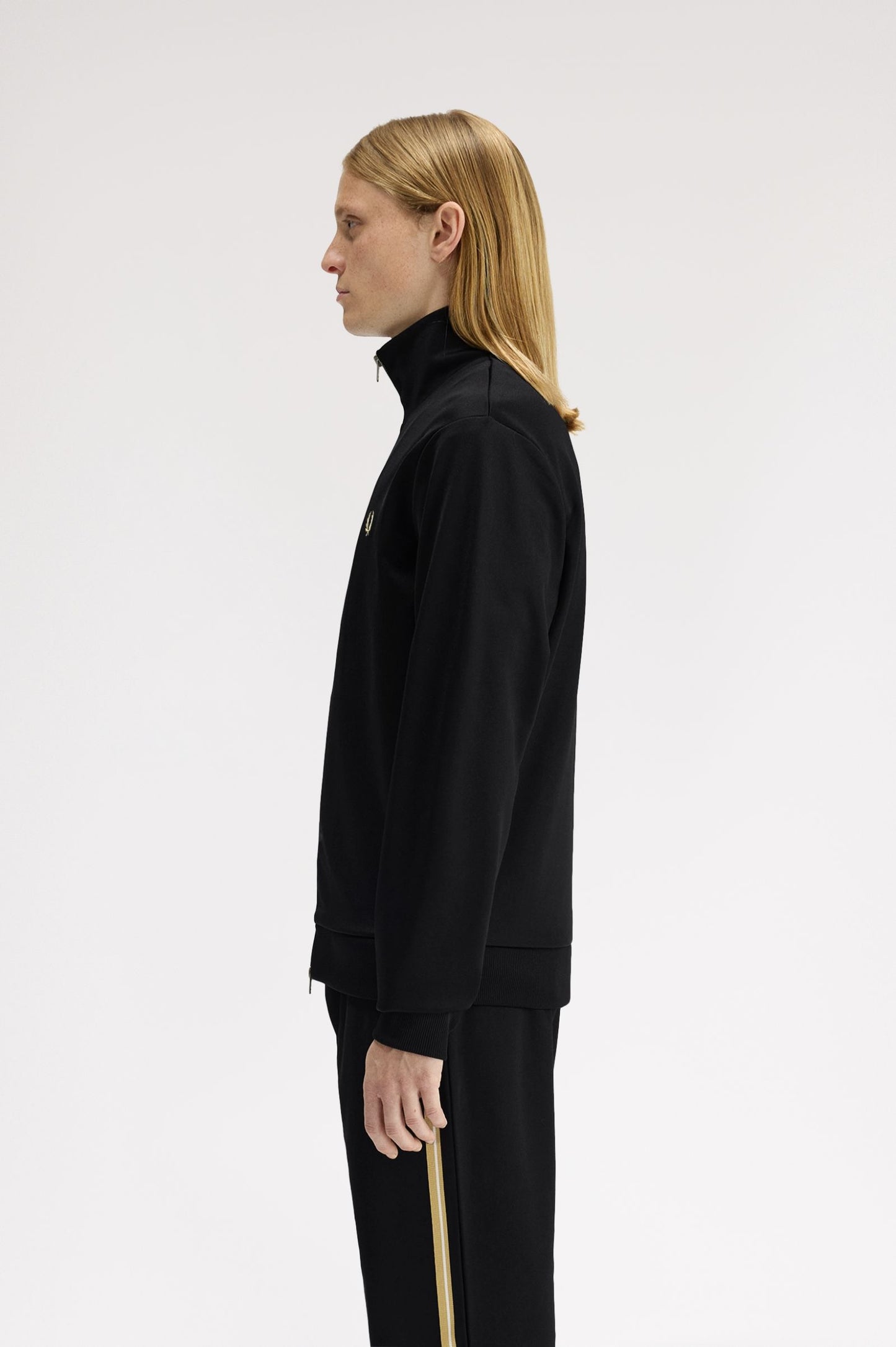 Fred Perry Stripe Tape Track Jacket Black / Champagne