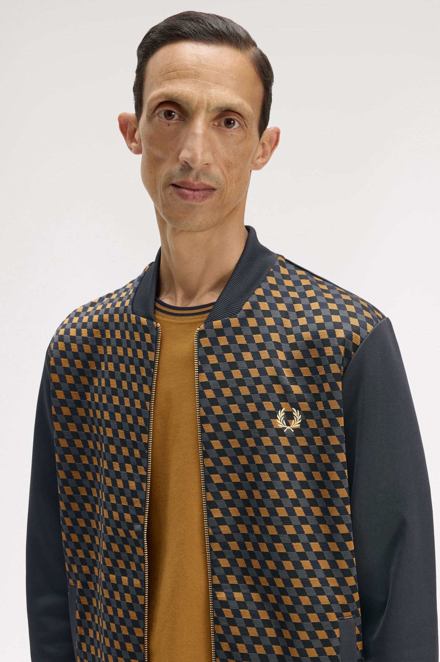 Fred Perry Geometric Track Jacket Anchor Grey