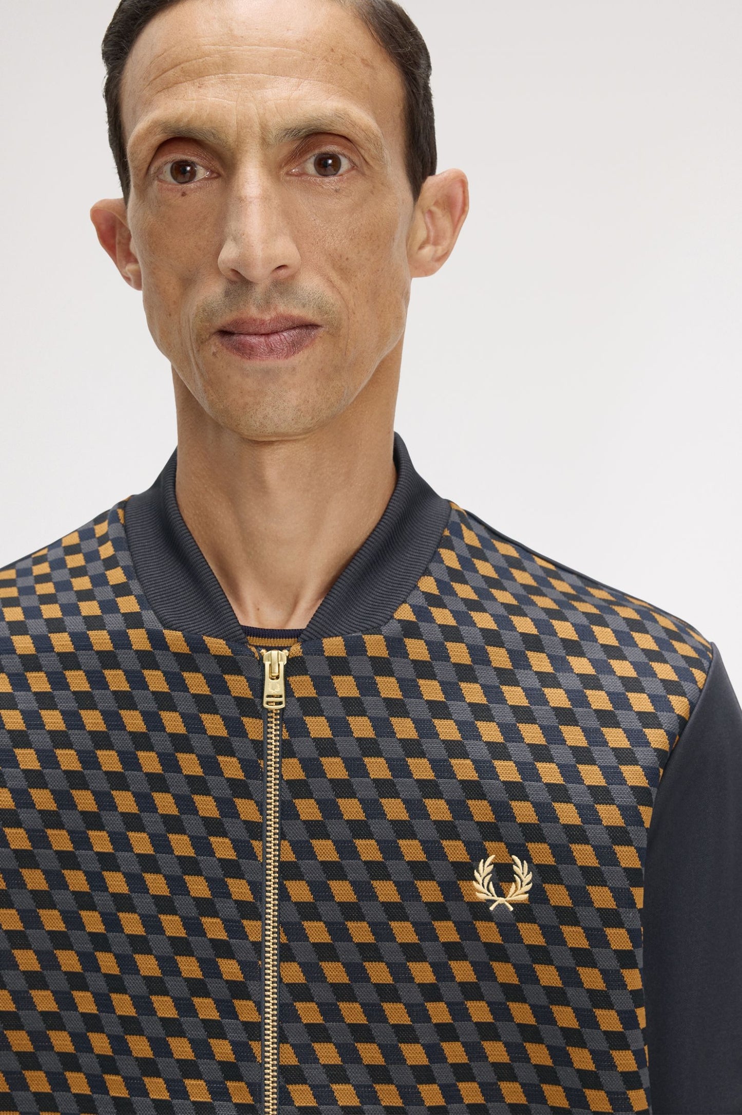 Fred Perry Geometric Track Jacket Anchor Grey