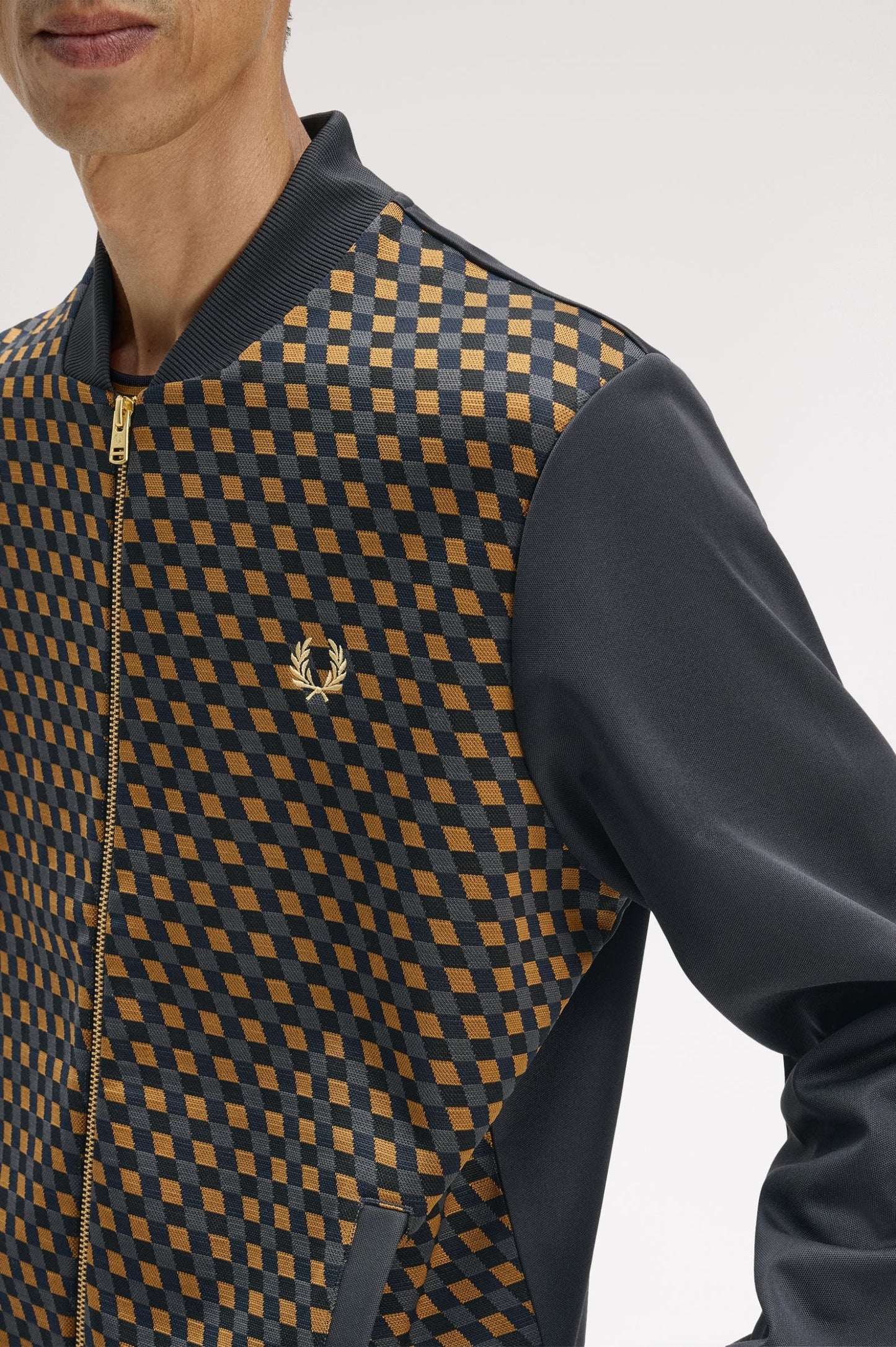 Fred Perry Geometric Track Jacket Anchor Grey