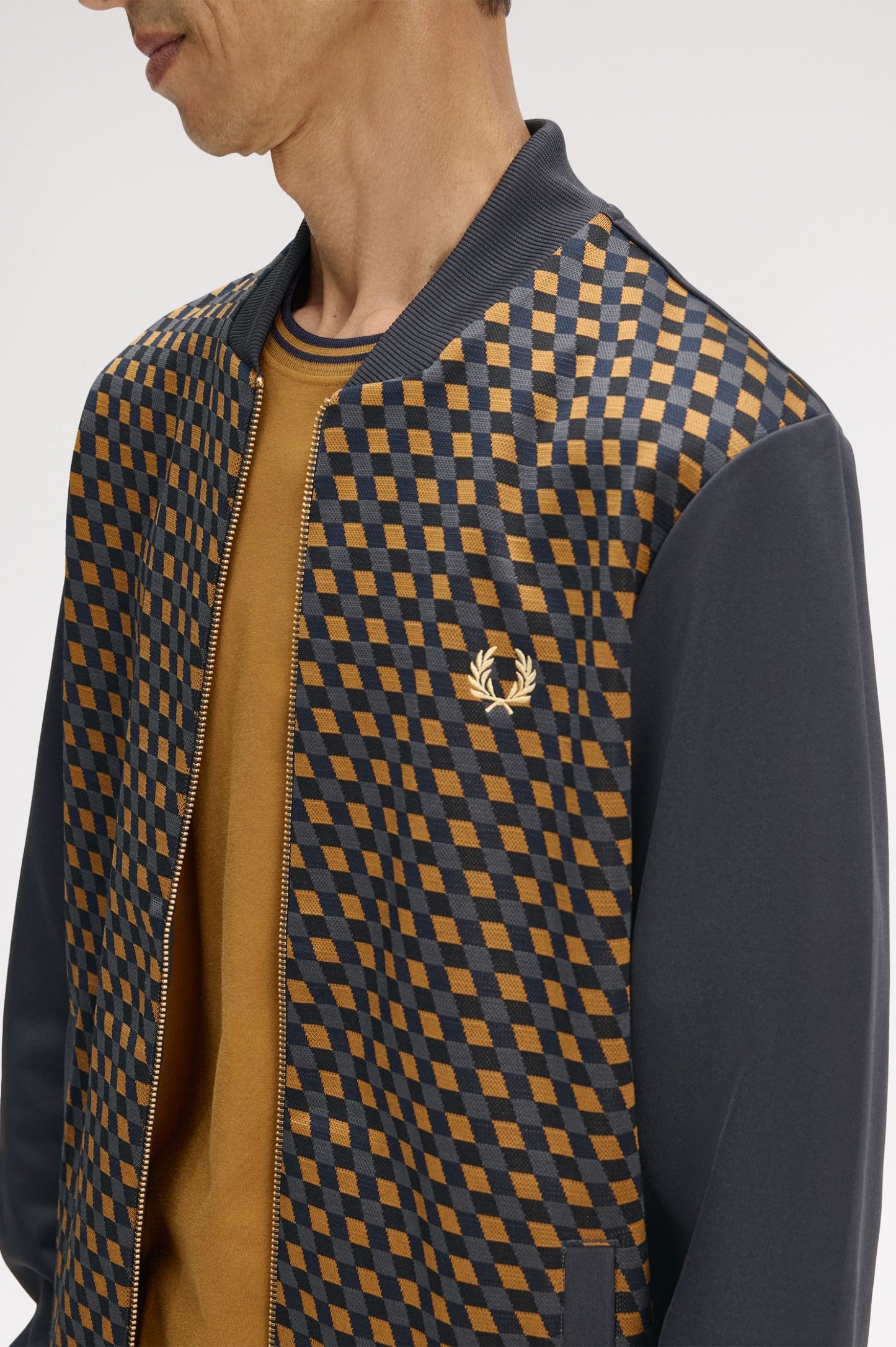 Fred Perry Geometric Track Jacket Anchor Grey