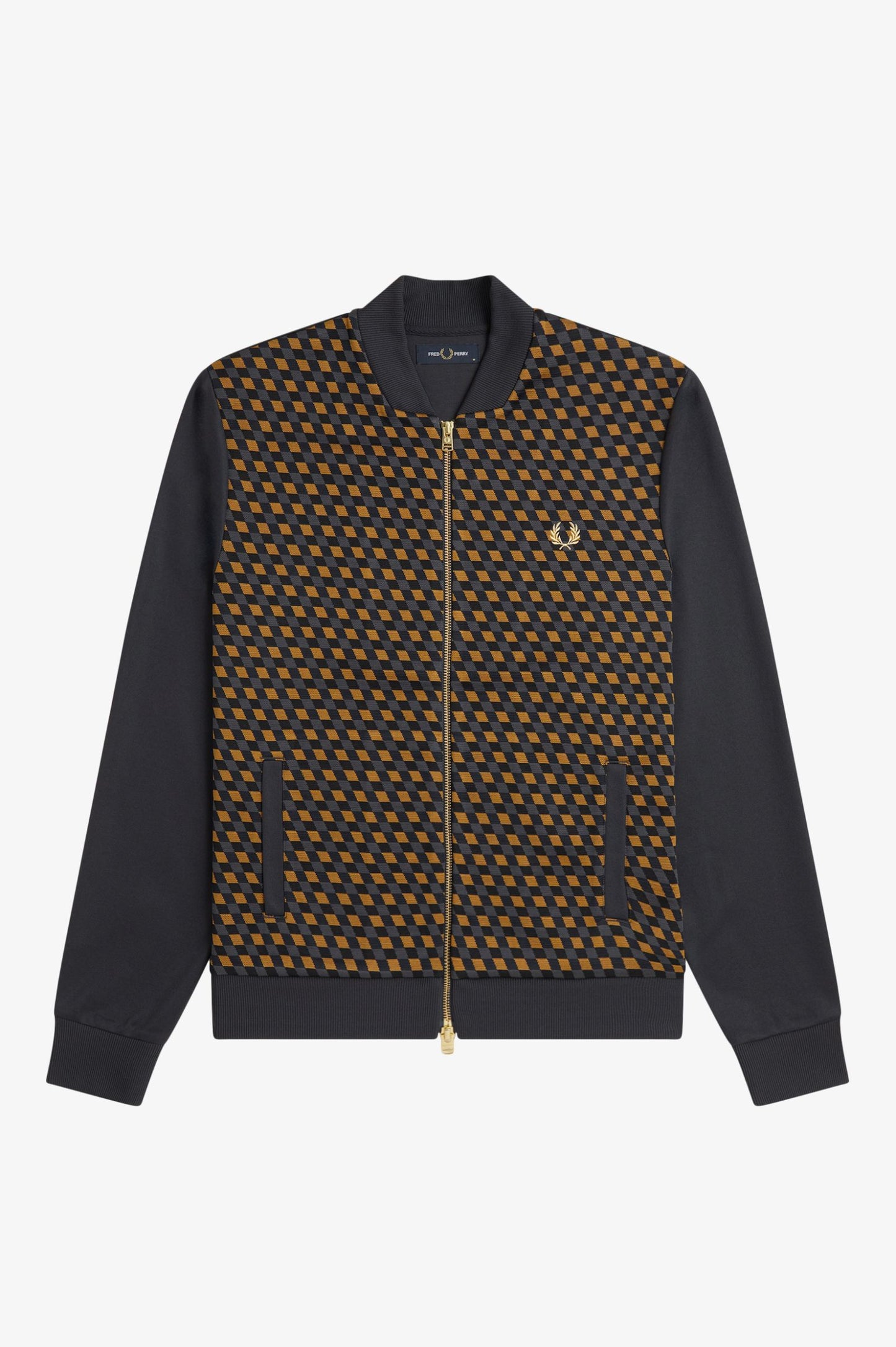 Fred Perry Geometric Track Jacket Anchor Grey