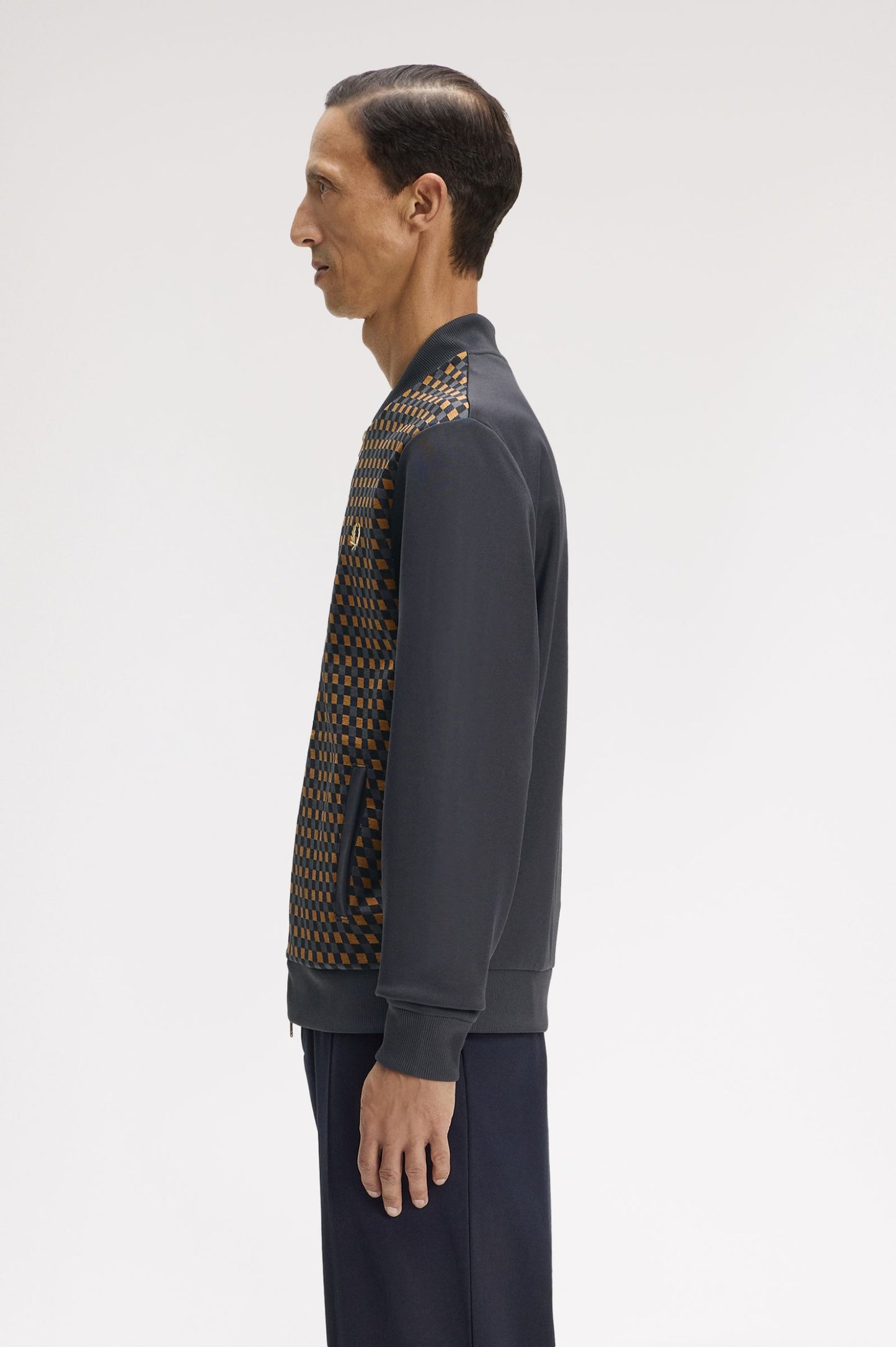 Fred Perry Geometric Track Jacket Anchor Grey