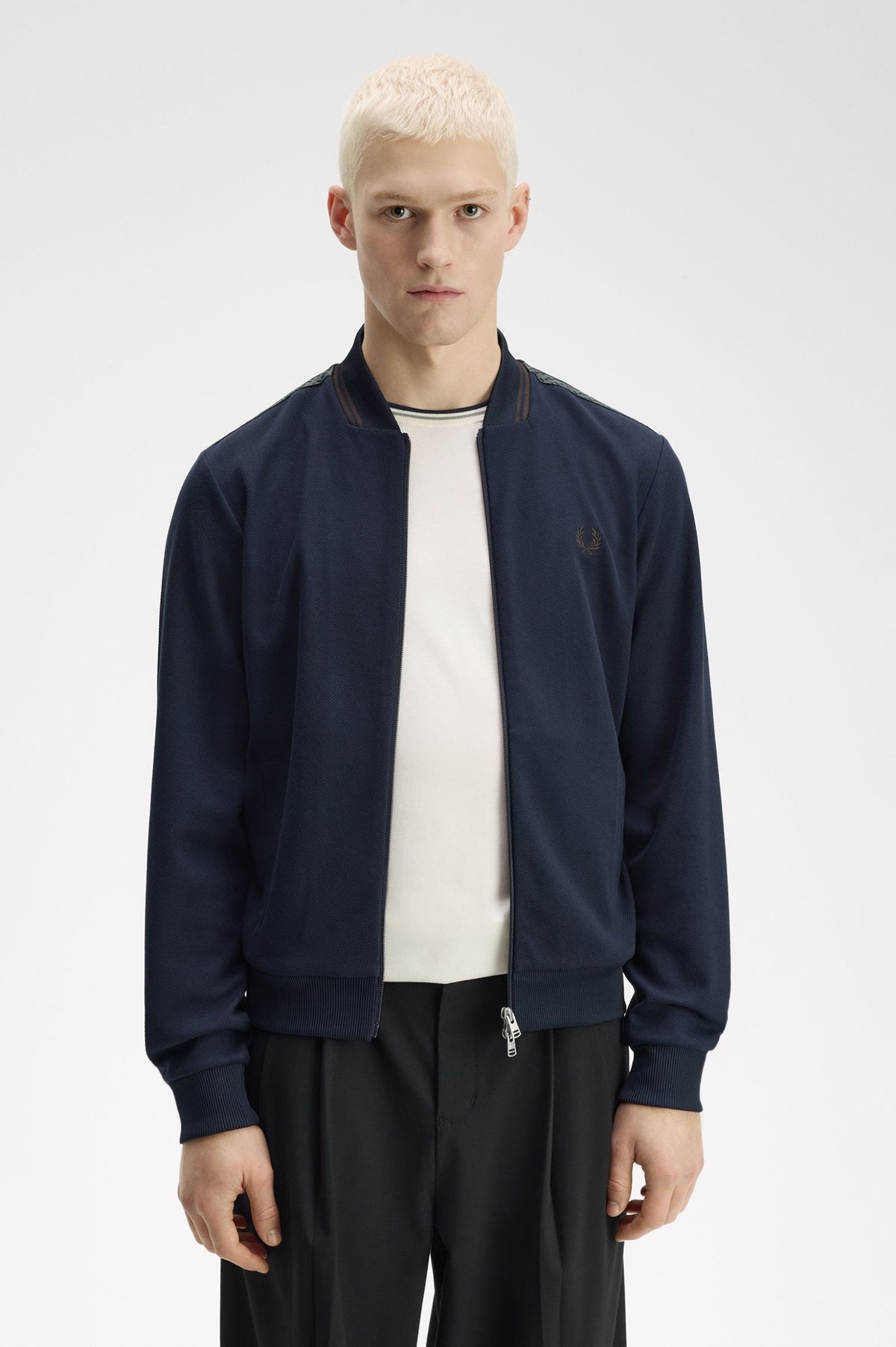 Fred Perry Tipped Bomber Track Jacket Navy