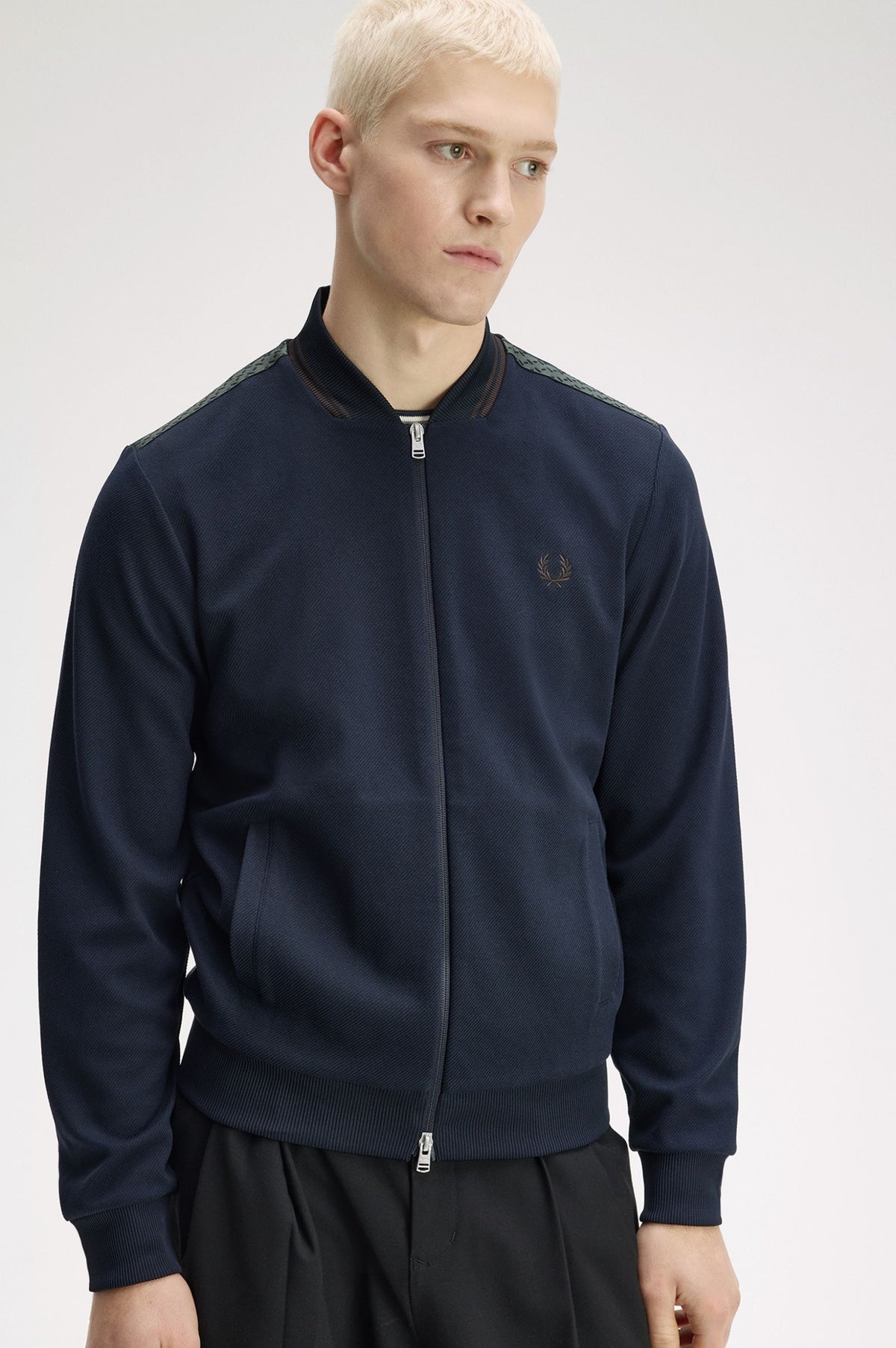 Fred Perry Tipped Bomber Track Jacket Navy