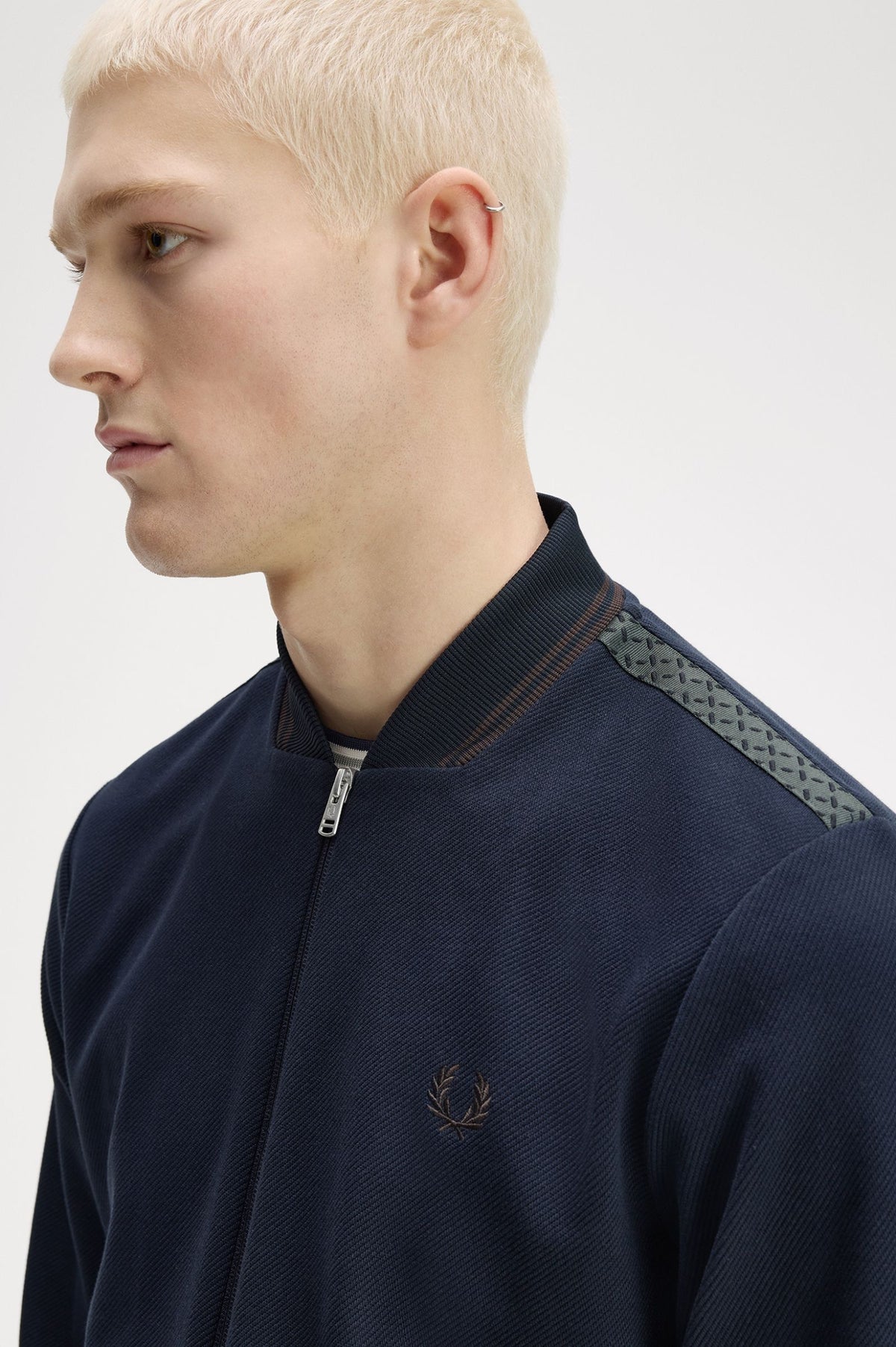 Fred Perry Tipped Bomber Track Jacket Navy