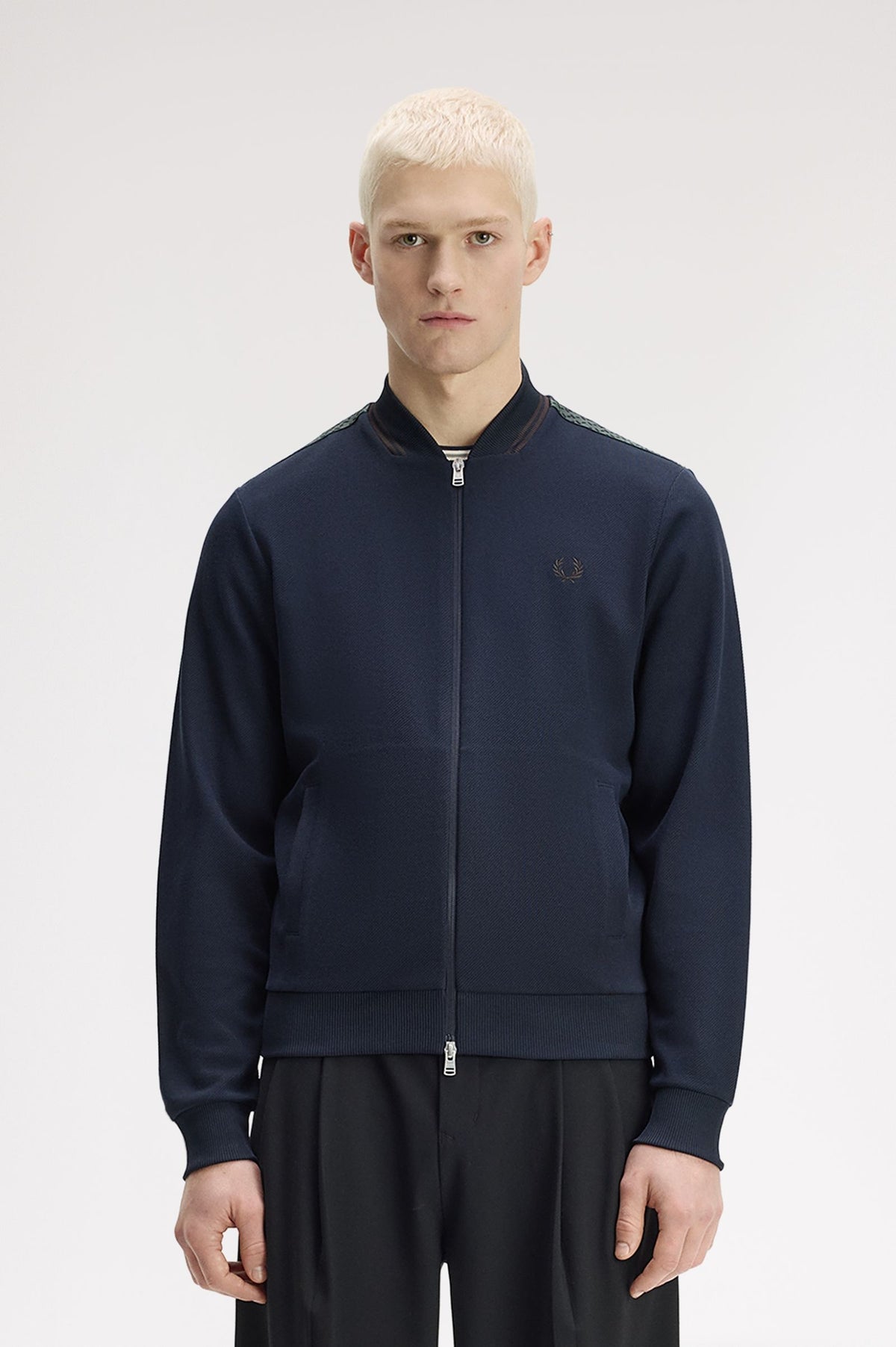 Fred Perry Tipped Bomber Track Jacket Navy