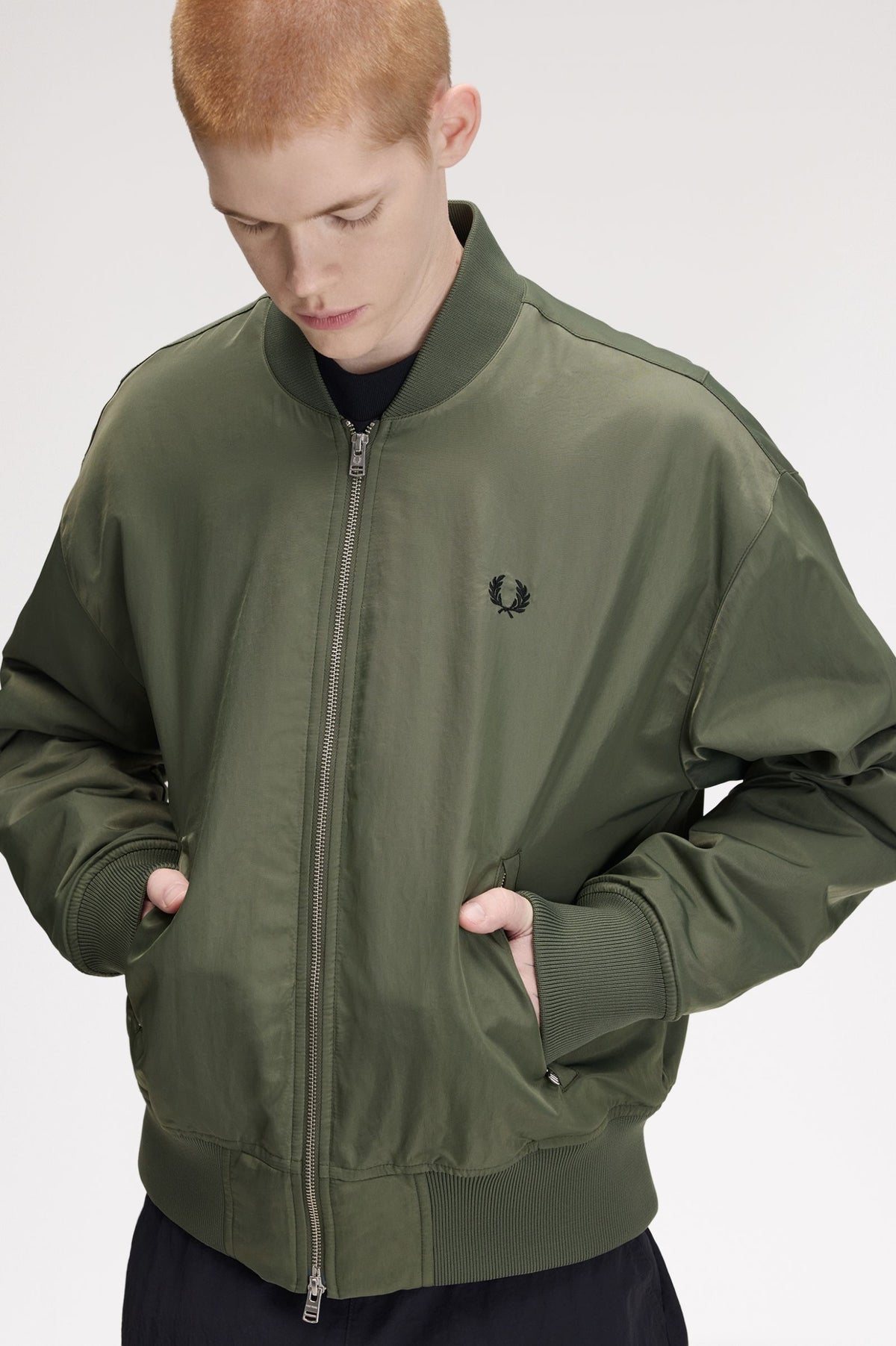 Fred Perry Quilted Tennis Bomber Jacket Laurel Wreath Green