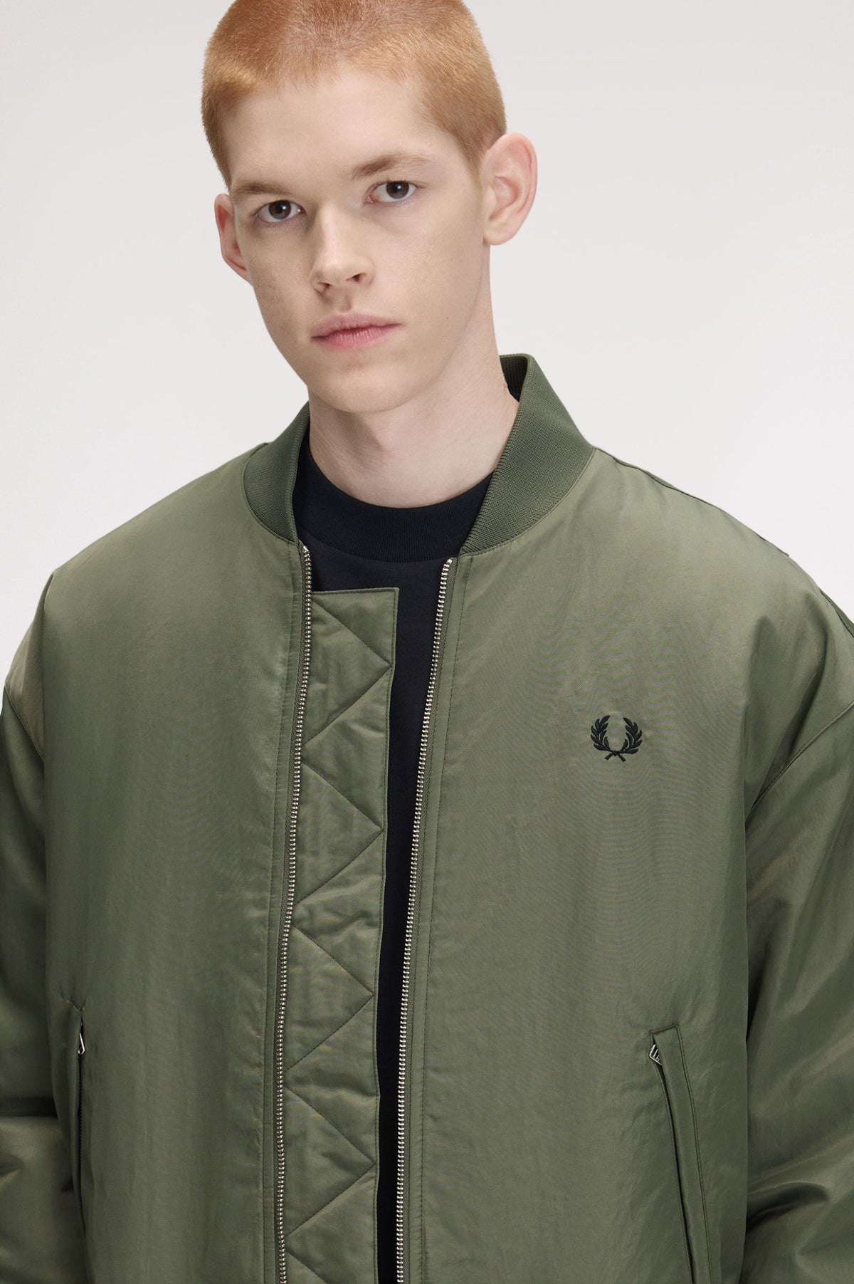Fred Perry Quilted Tennis Bomber Jacket Laurel Wreath Green