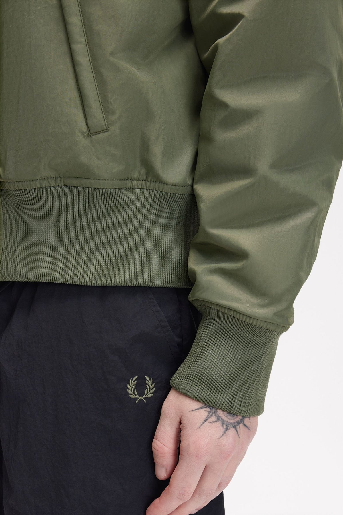 Fred Perry Quilted Tennis Bomber Jacket Laurel Wreath Green