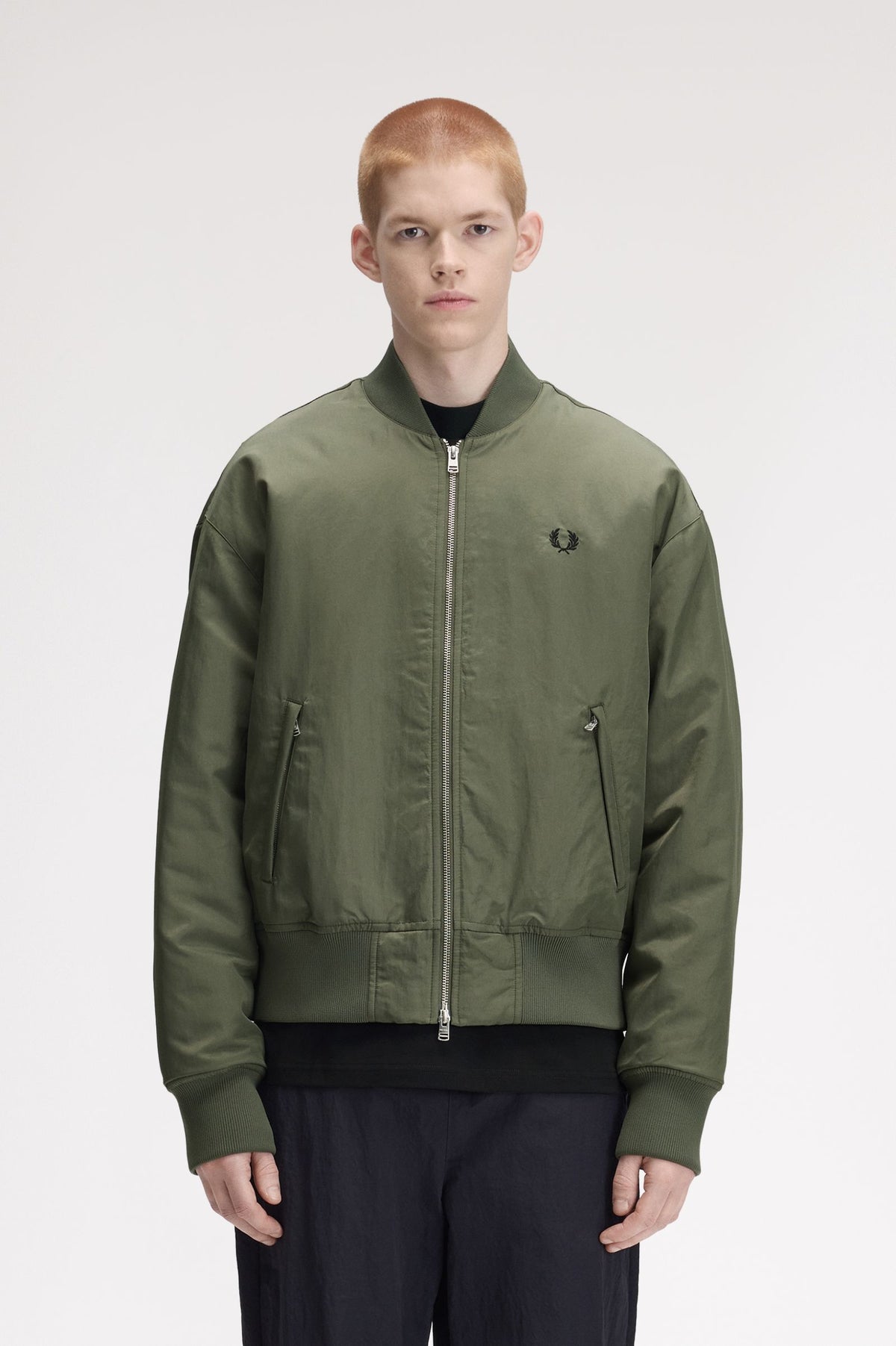 Fred Perry Quilted Tennis Bomber Jacket Laurel Wreath Green