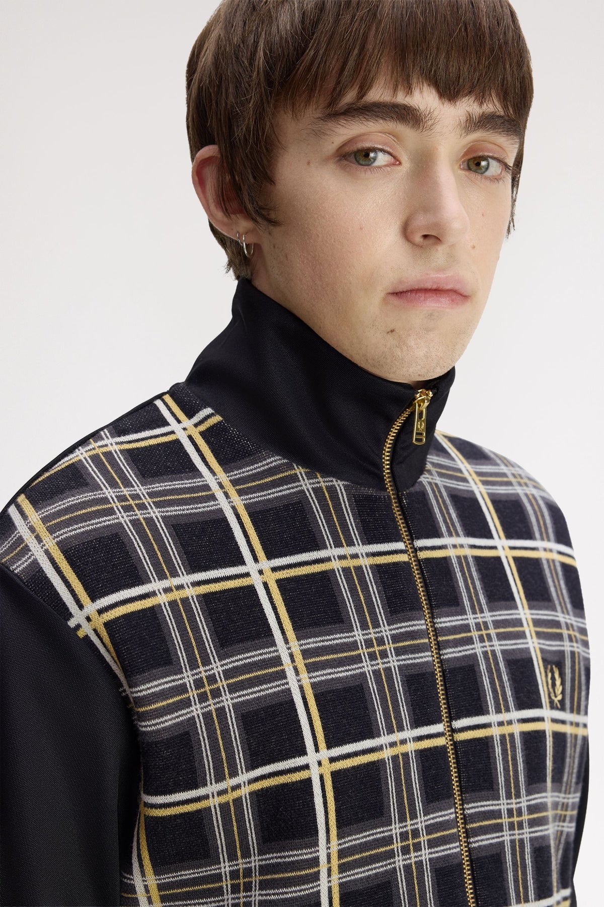 Fred Perry Tartan Panel Track Jacket Black