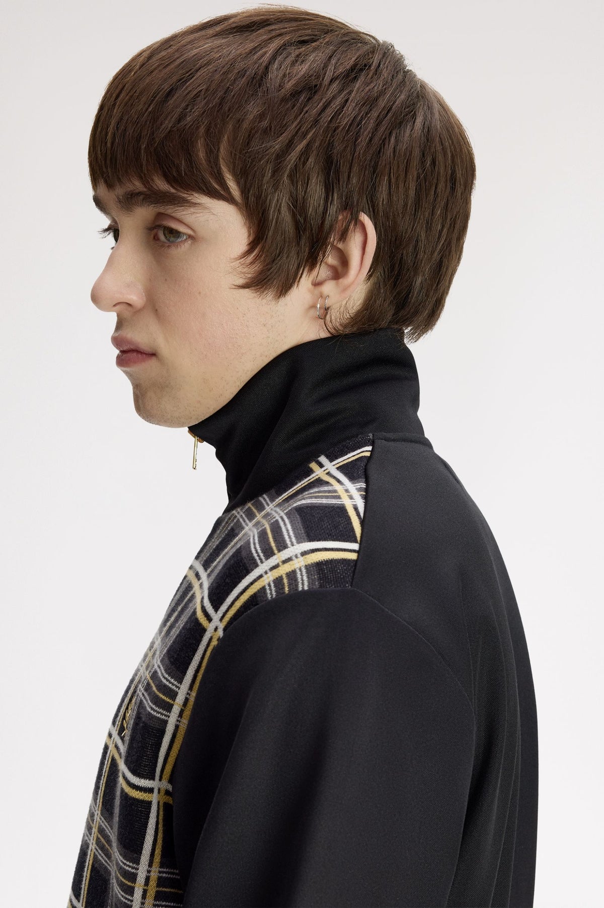 Fred Perry Tartan Panel Track Jacket Black