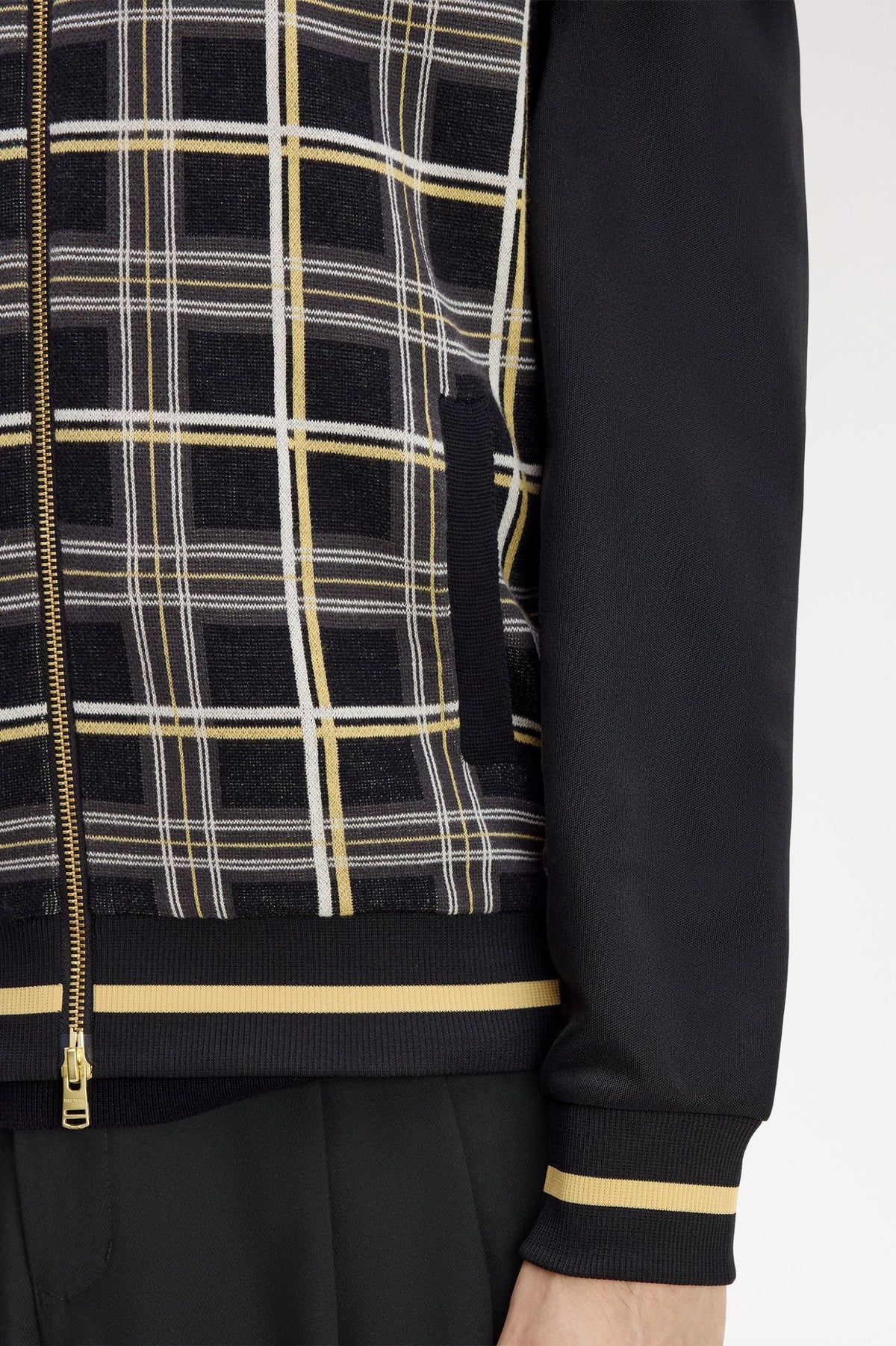 Fred Perry Tartan Panel Track Jacket Black