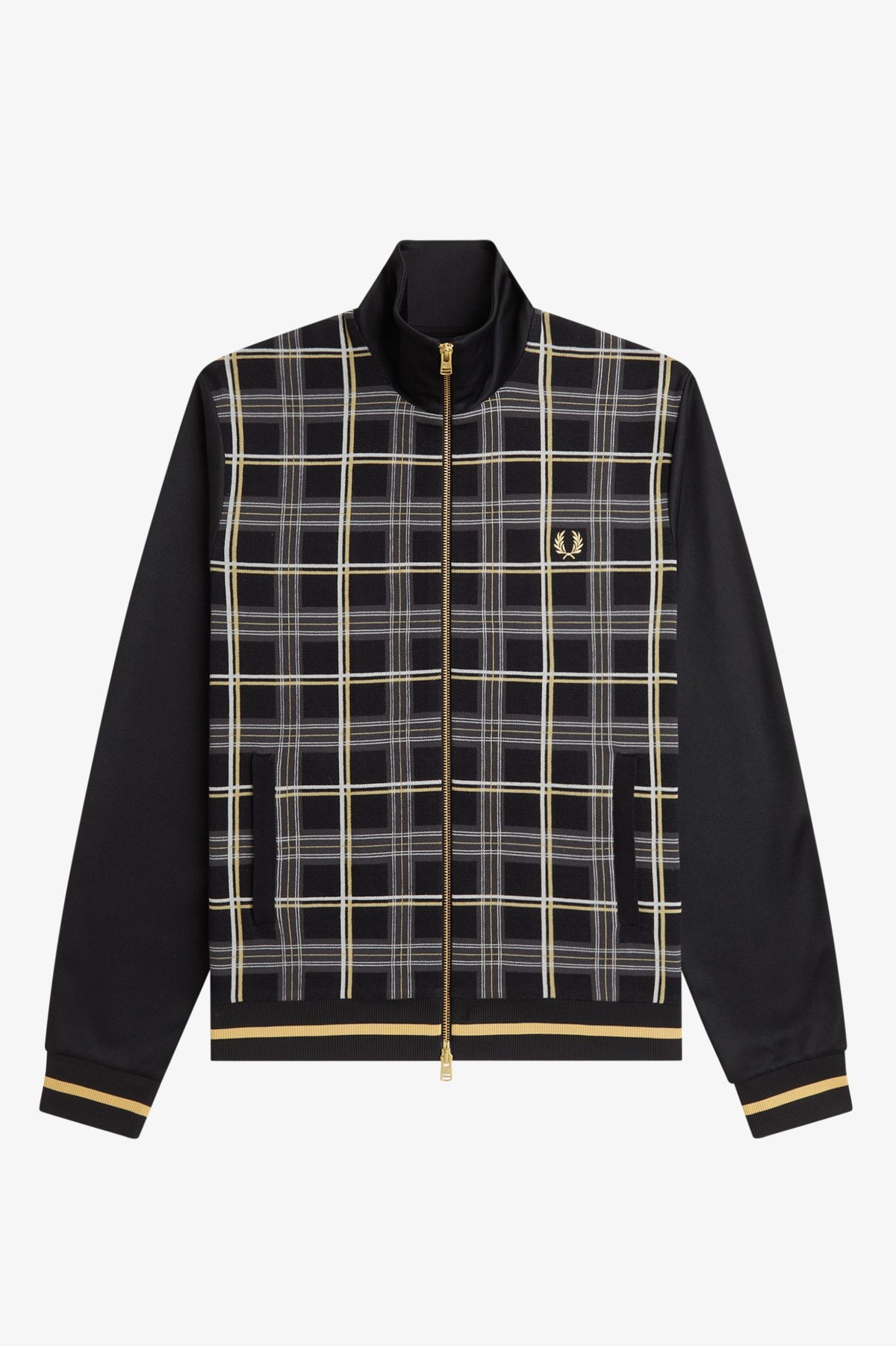 Fred Perry Tartan Panel Track Jacket Black
