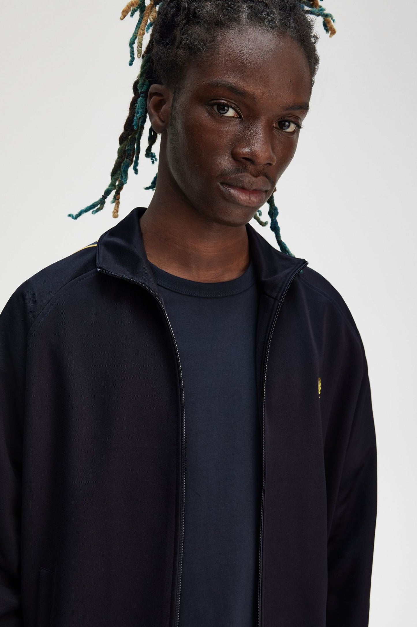 Fred Perry Contrast Tape Track Jacket Navy / Honeycomb