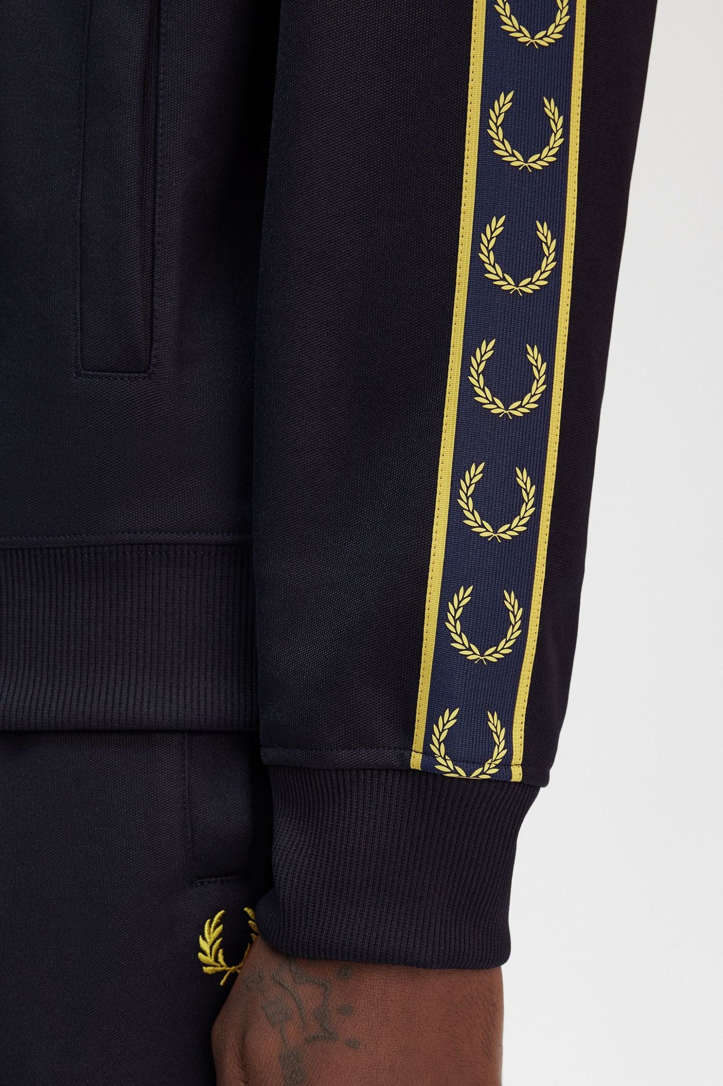 Fred Perry Contrast Tape Track Jacket Navy / Honeycomb