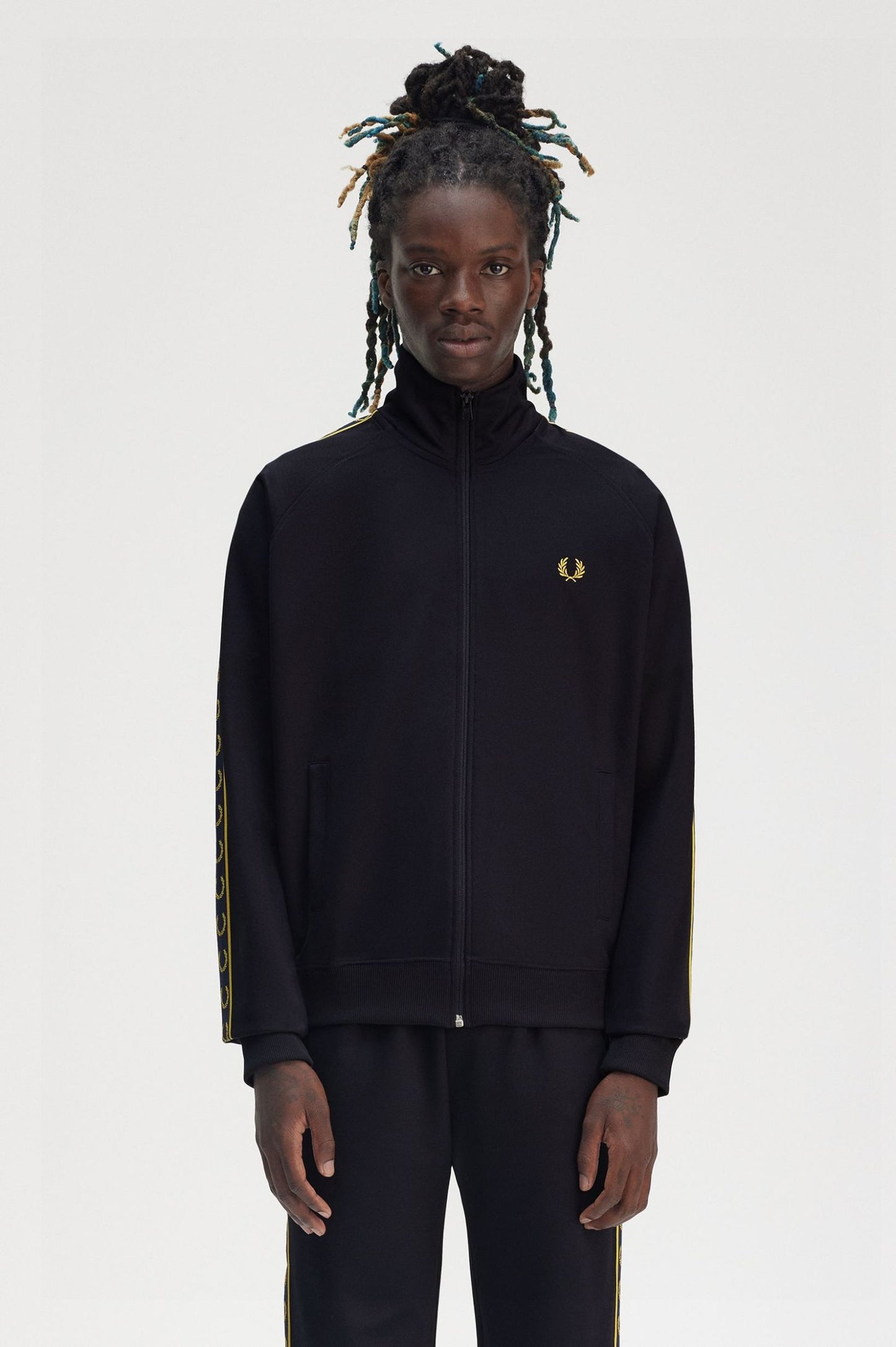 Fred Perry Contrast Tape Track Jacket Navy / Honeycomb