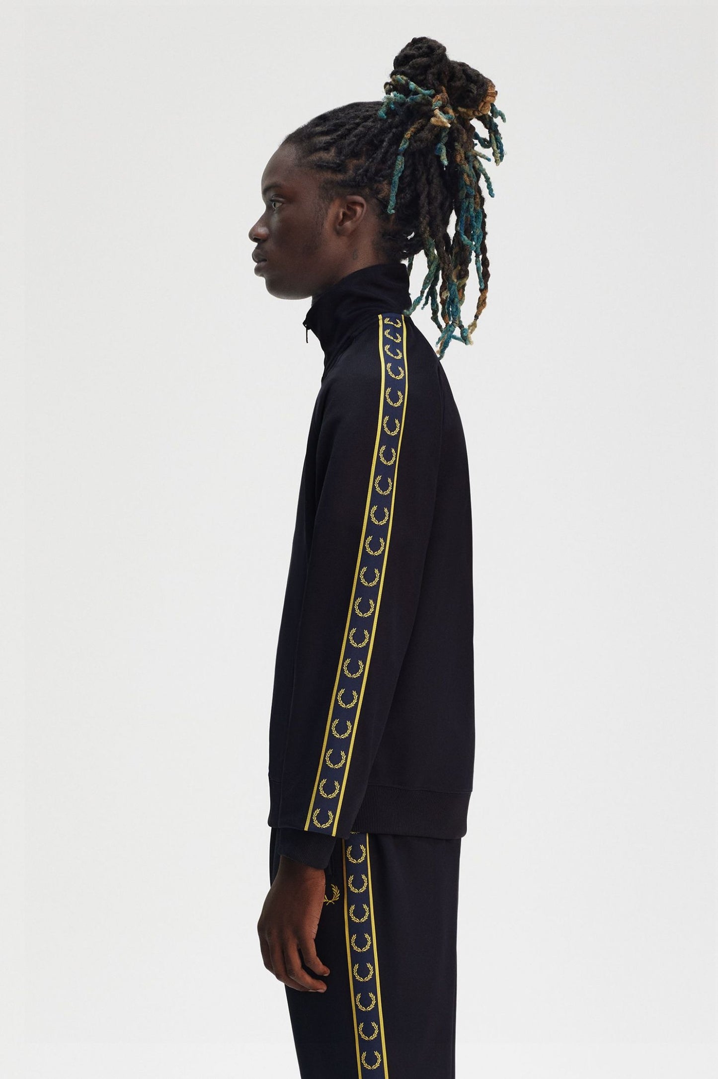 Fred Perry Contrast Tape Track Jacket Navy / Honeycomb