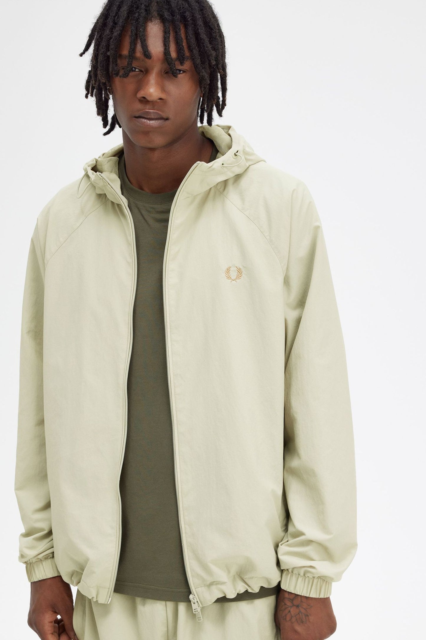 Fred Perry Hooded Shell Jacket Light Oyster