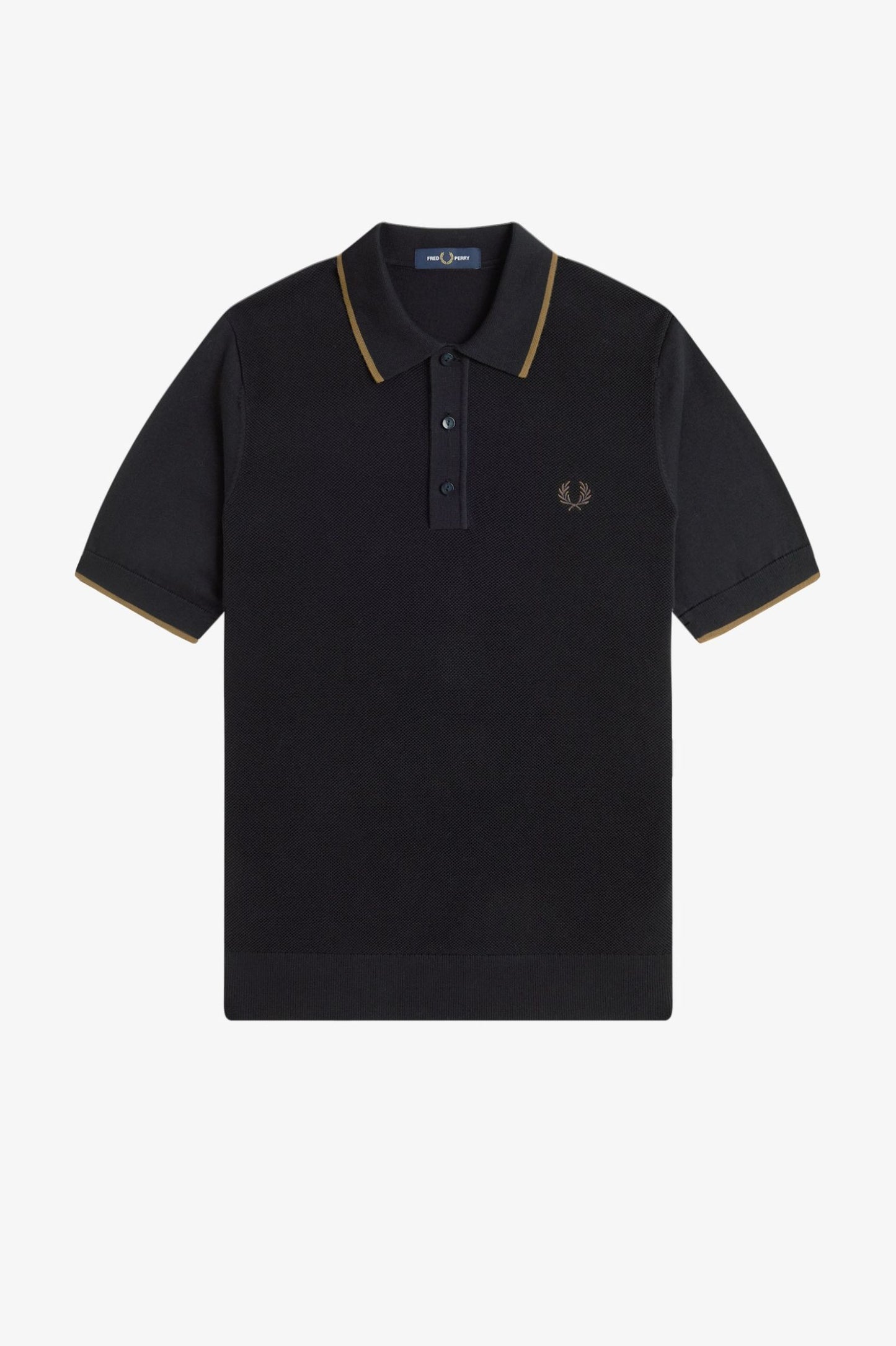 Fred Perry Pique Stitch Knitted Shirt Black