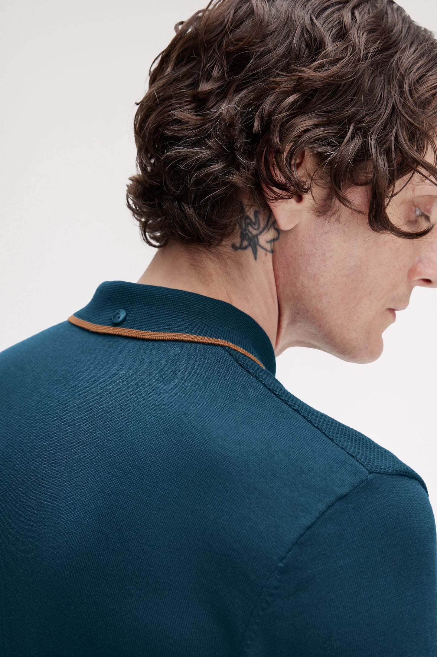 Fred Perry Pique Stitch Knitted Shirt Dark Petrol