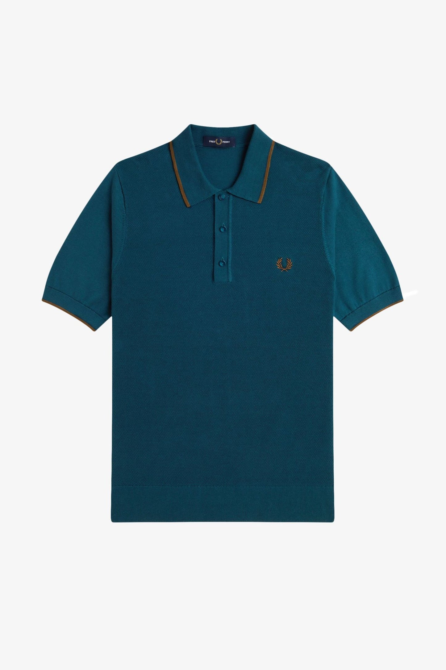 Fred Perry Pique Stitch Knitted Shirt Dark Petrol
