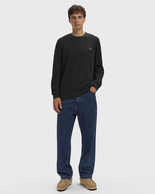 Fred Perry Cotton Knitted Shirt Night Green