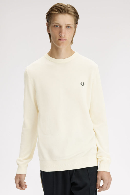 Fred Perry Piqué Stitch Jumper Ecru