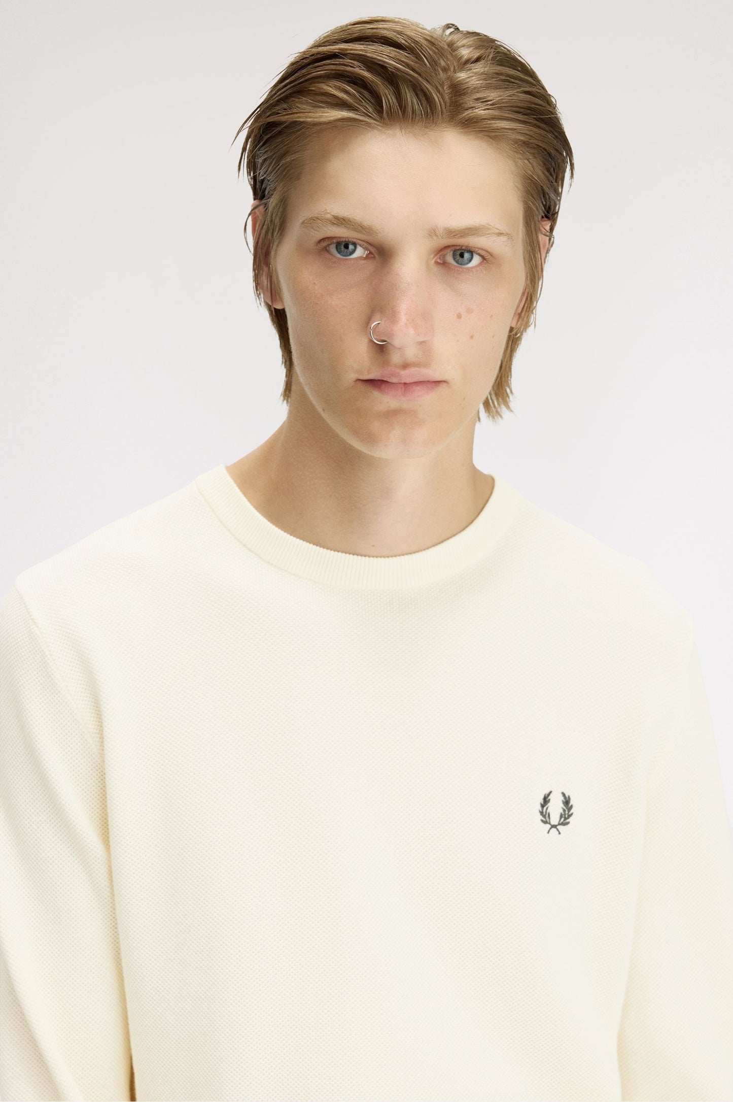 Fred Perry Piqué Stitch Jumper Ecru