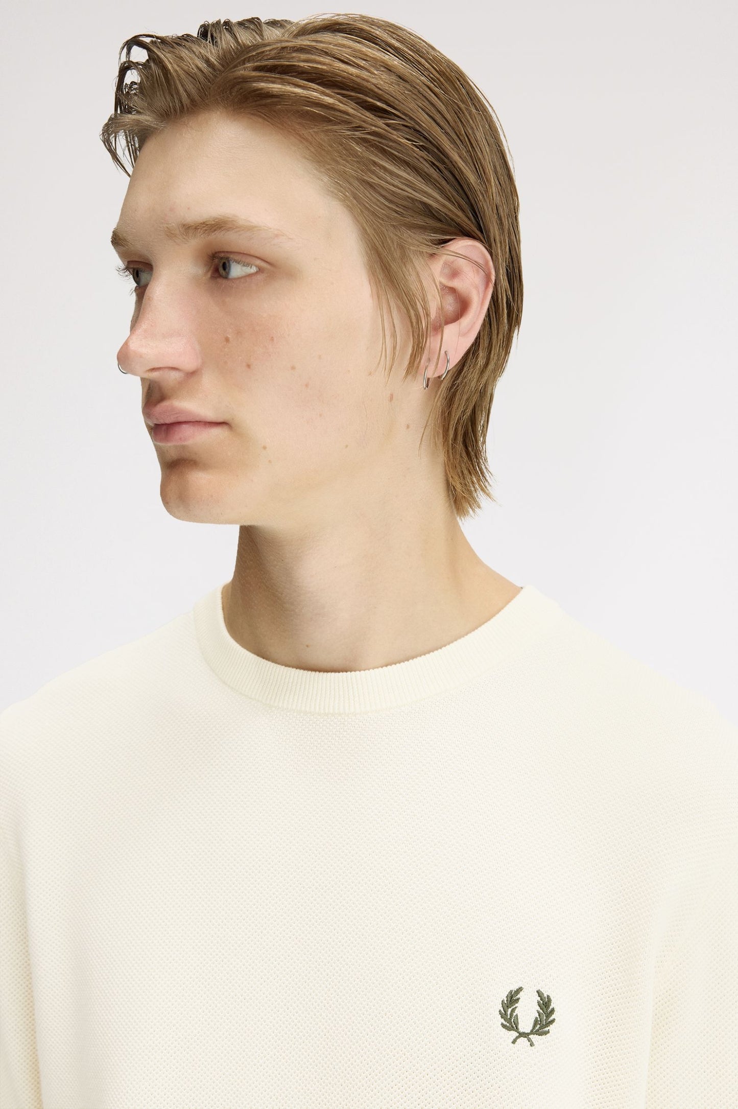 Fred Perry Piqué Stitch Jumper Ecru