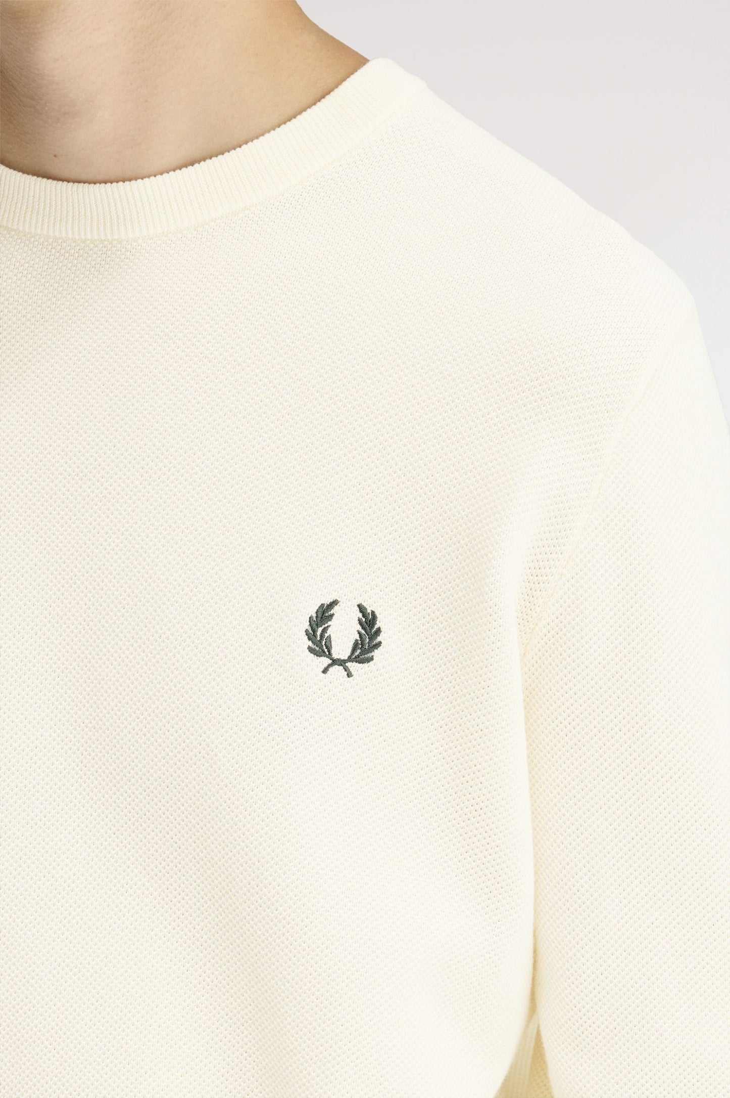 Fred Perry Piqué Stitch Jumper Ecru