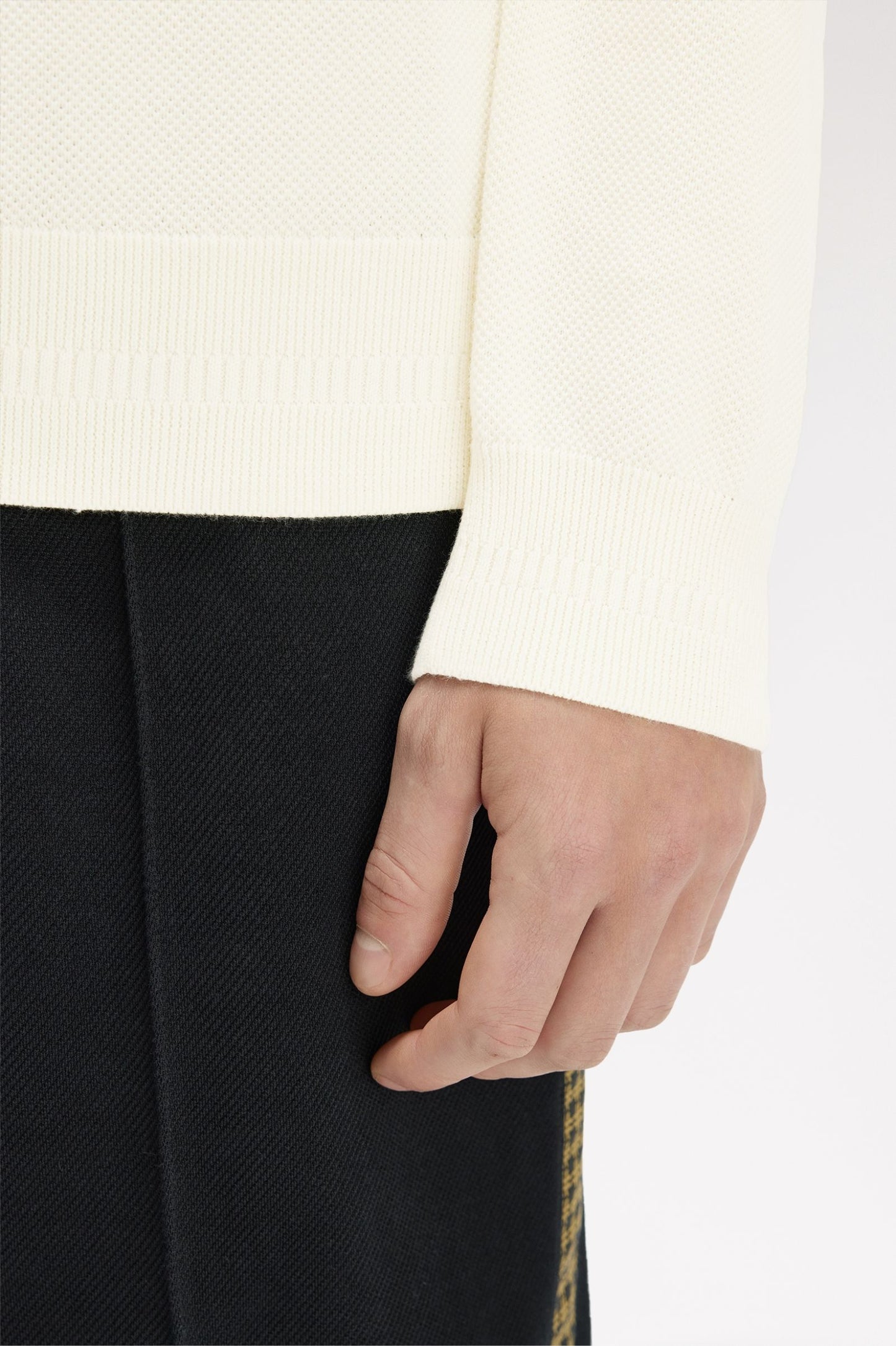 Fred Perry Piqué Stitch Jumper Ecru