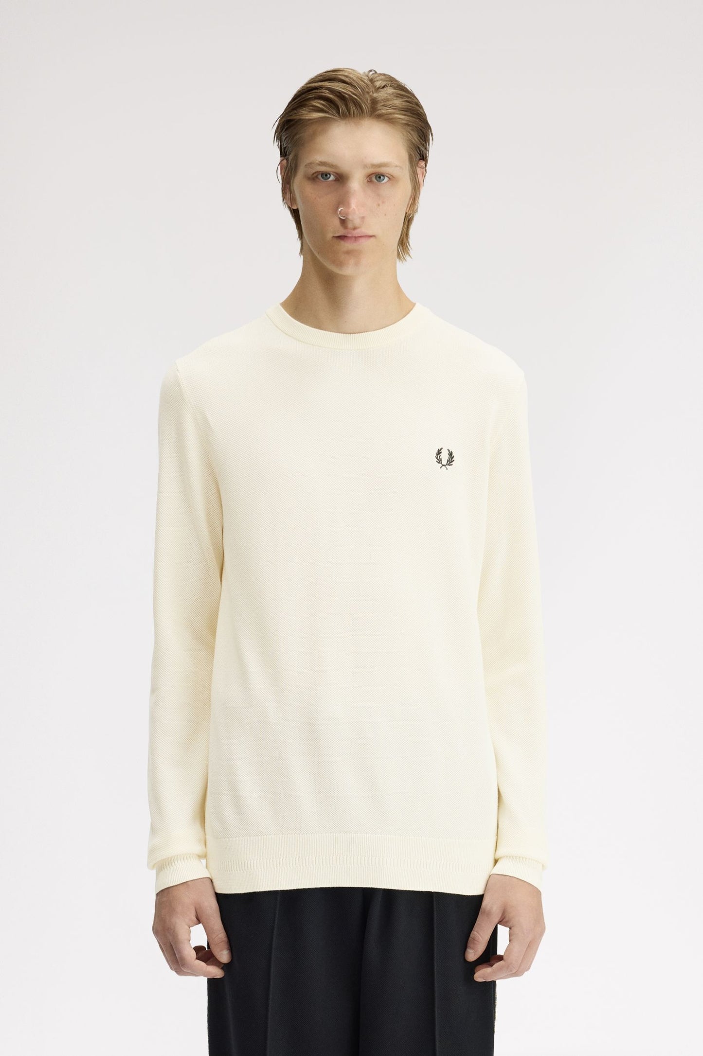 Fred Perry Piqué Stitch Jumper Ecru