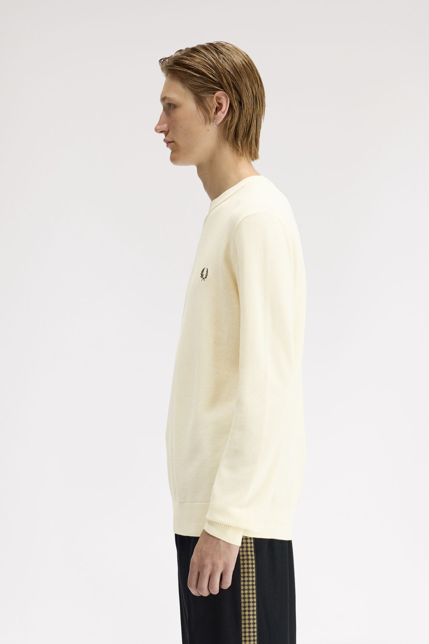 Fred Perry Piqué Stitch Jumper Ecru