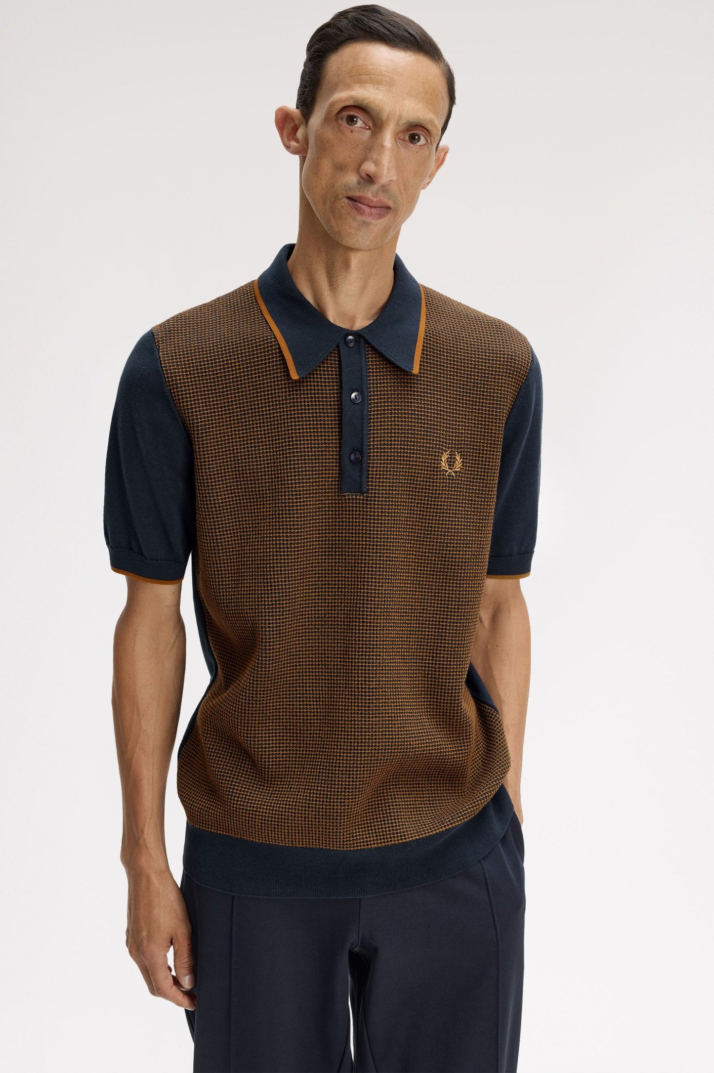 Fred Perry Tonic Waffle Knitted Shirt Navy