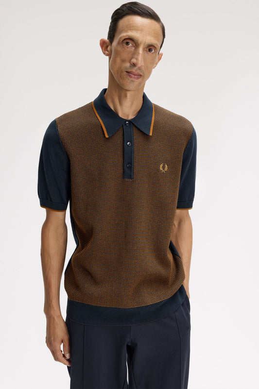 Fred Perry Tonic Waffle Knitted Shirt Navy