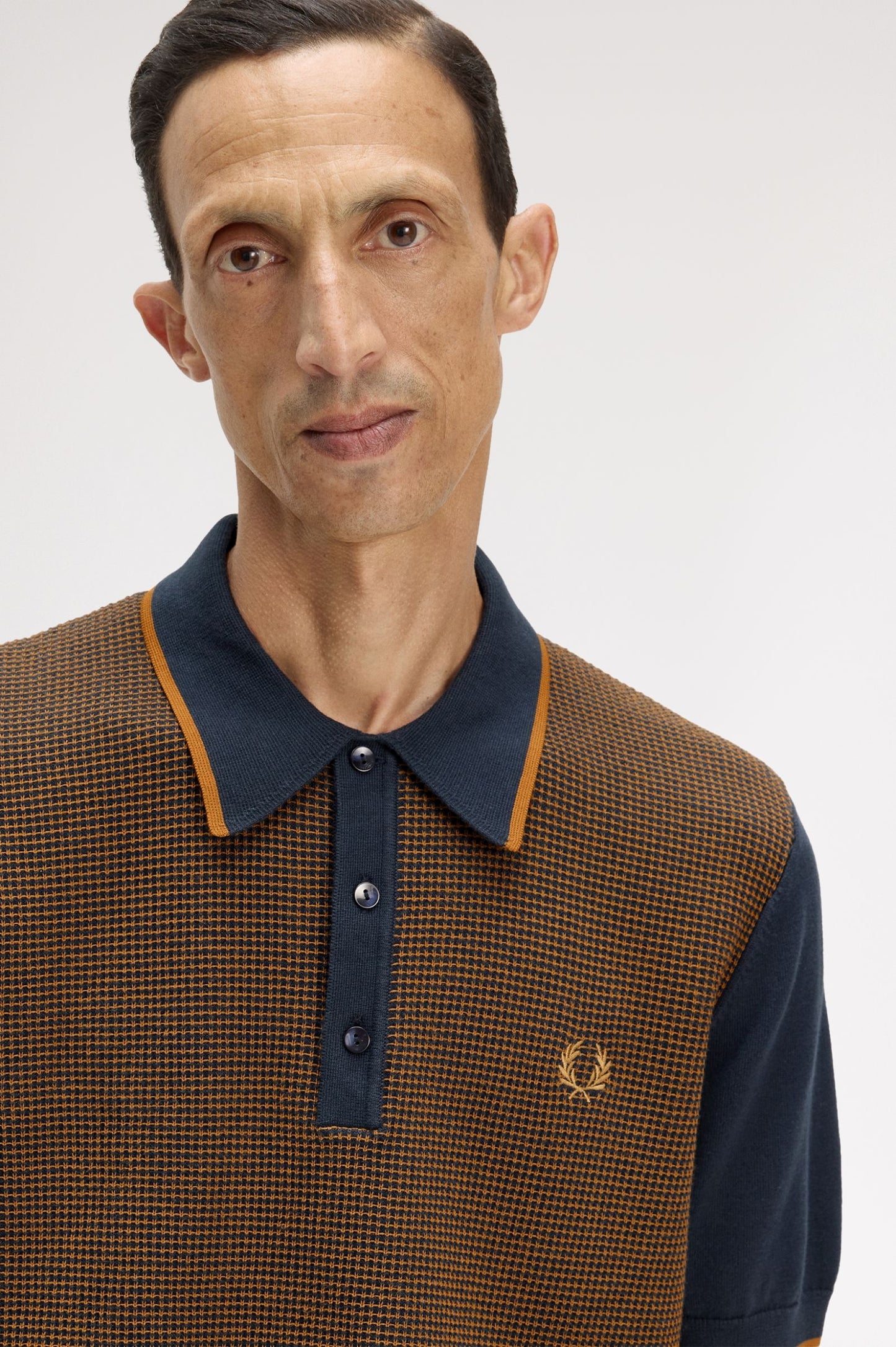 Fred Perry Tonic Waffle Knitted Shirt Navy