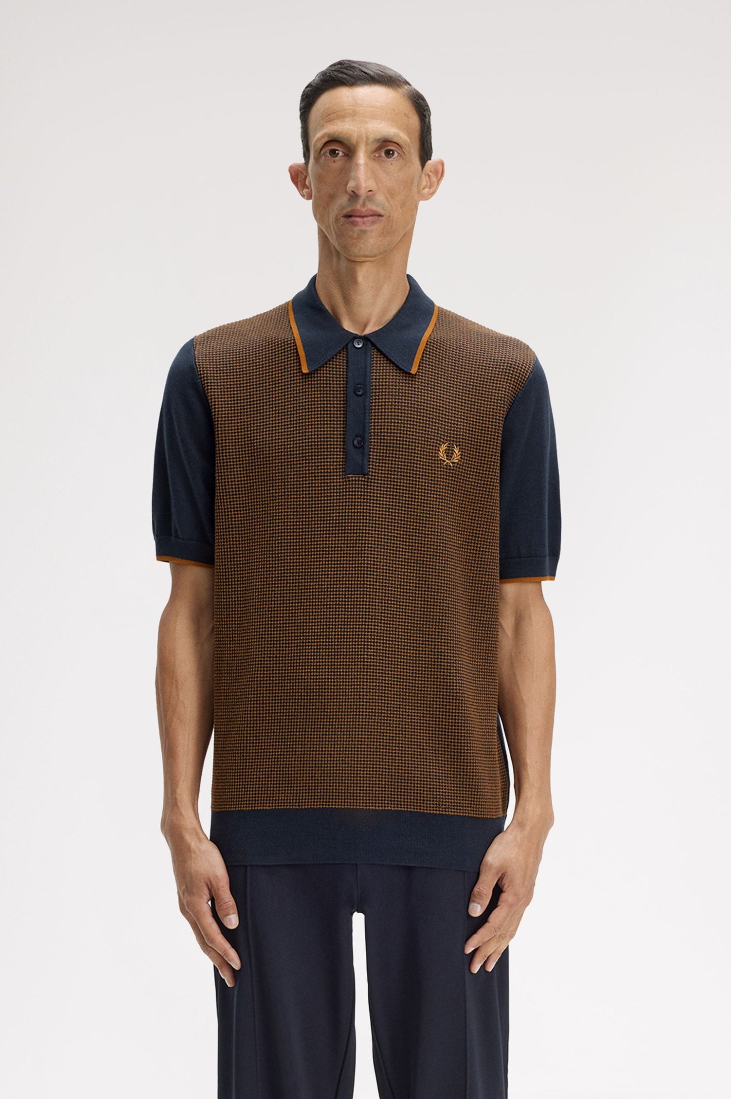 Fred Perry Tonic Waffle Knitted Shirt Navy