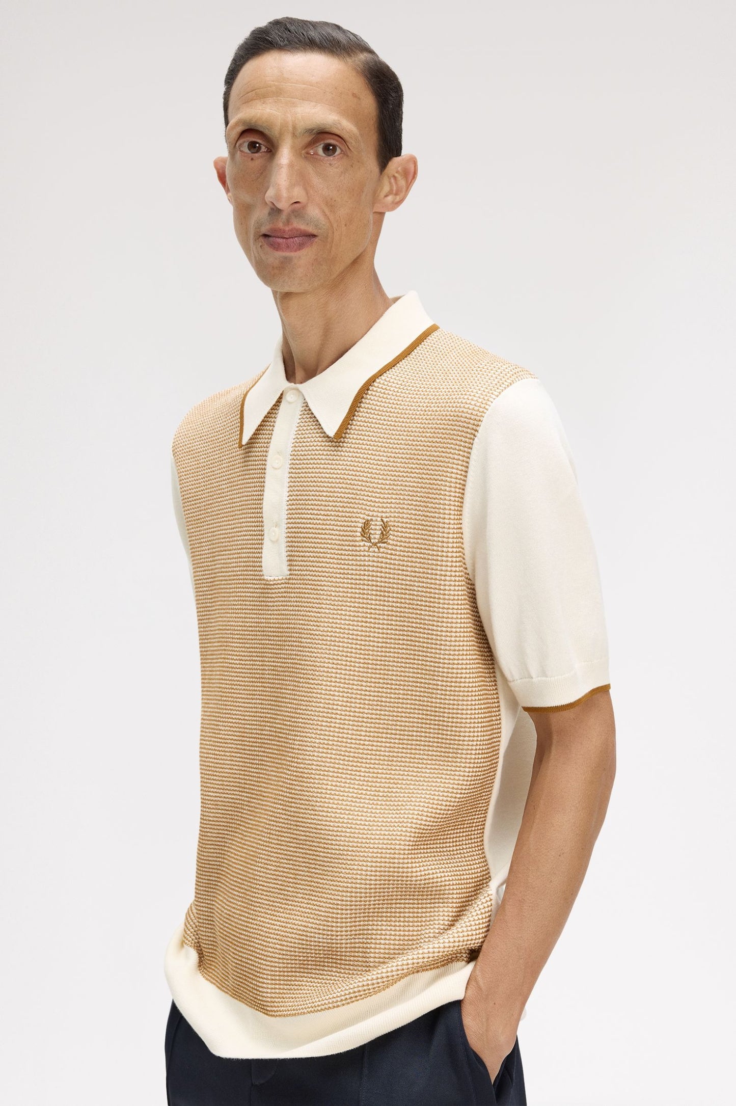 Fred Perry Tonic Waffle Knitted Shirt Ecru