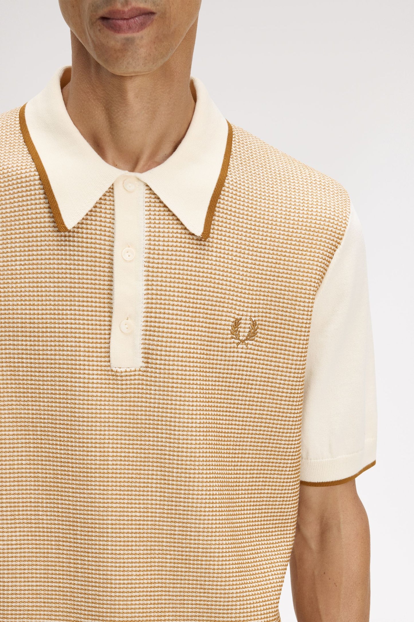 Fred Perry Tonic Waffle Knitted Shirt Ecru