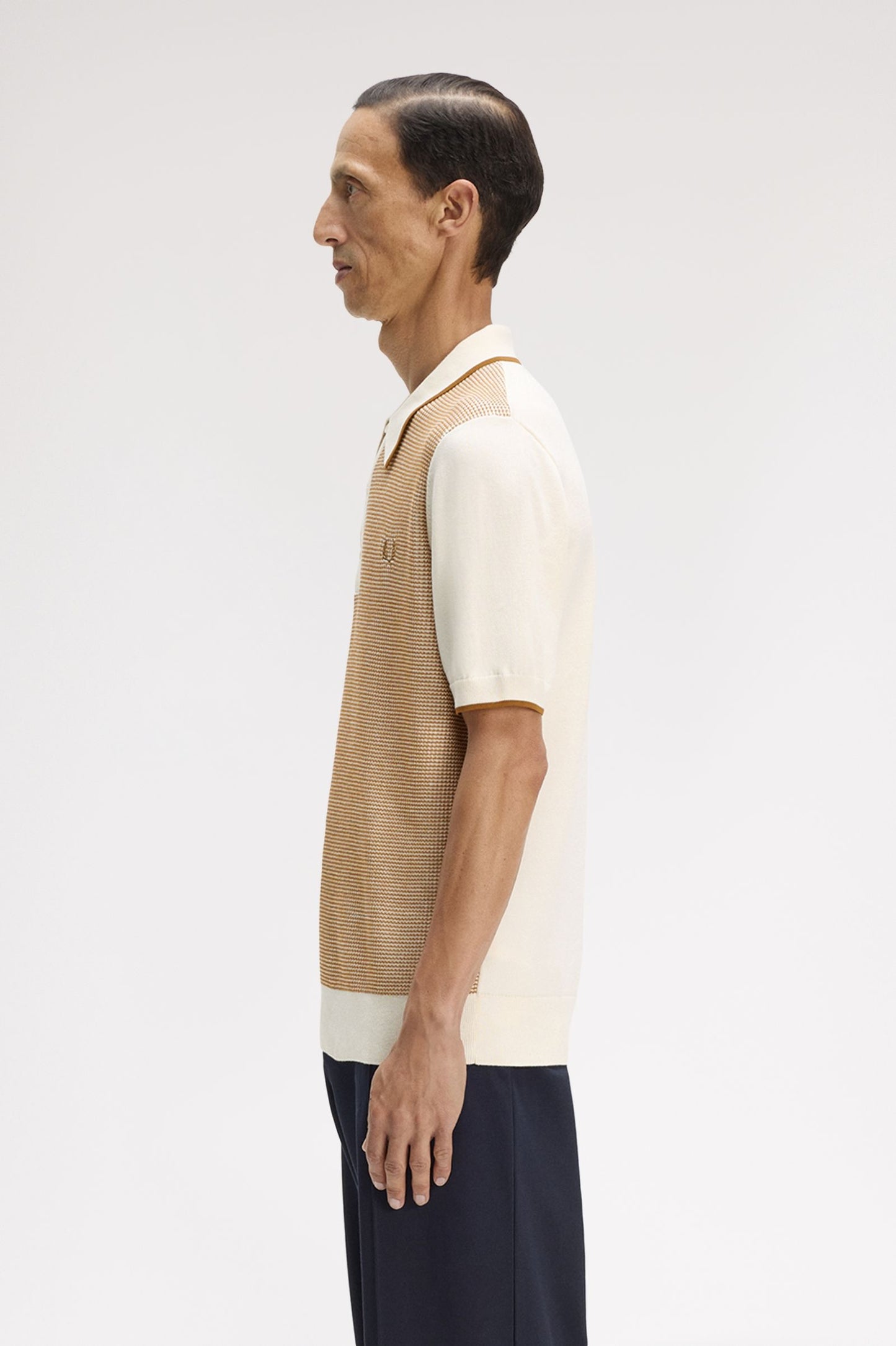 Fred Perry Tonic Waffle Knitted Shirt Ecru