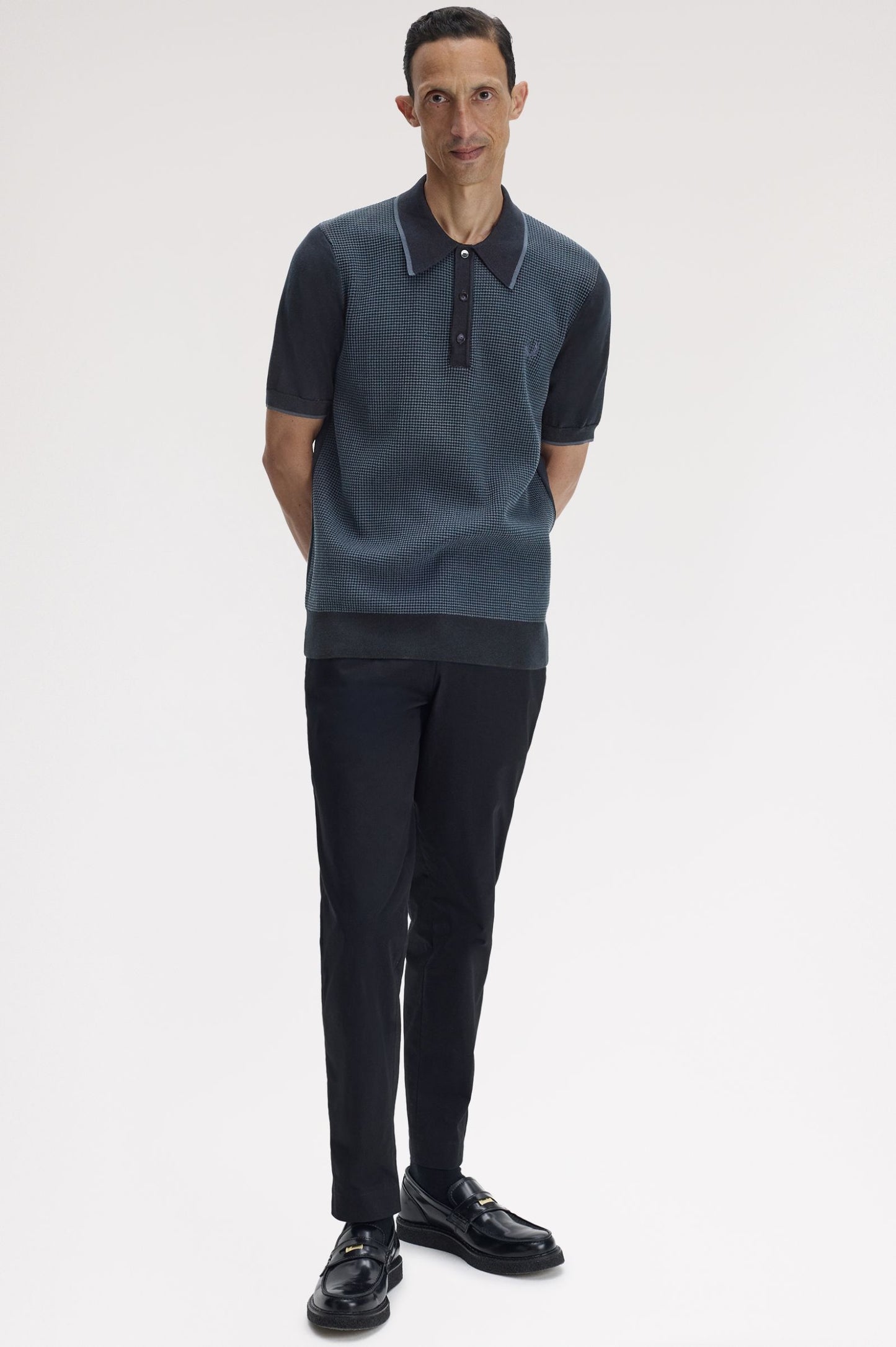 Fred Perry Tonic Waffle Knitted Shirt Navy