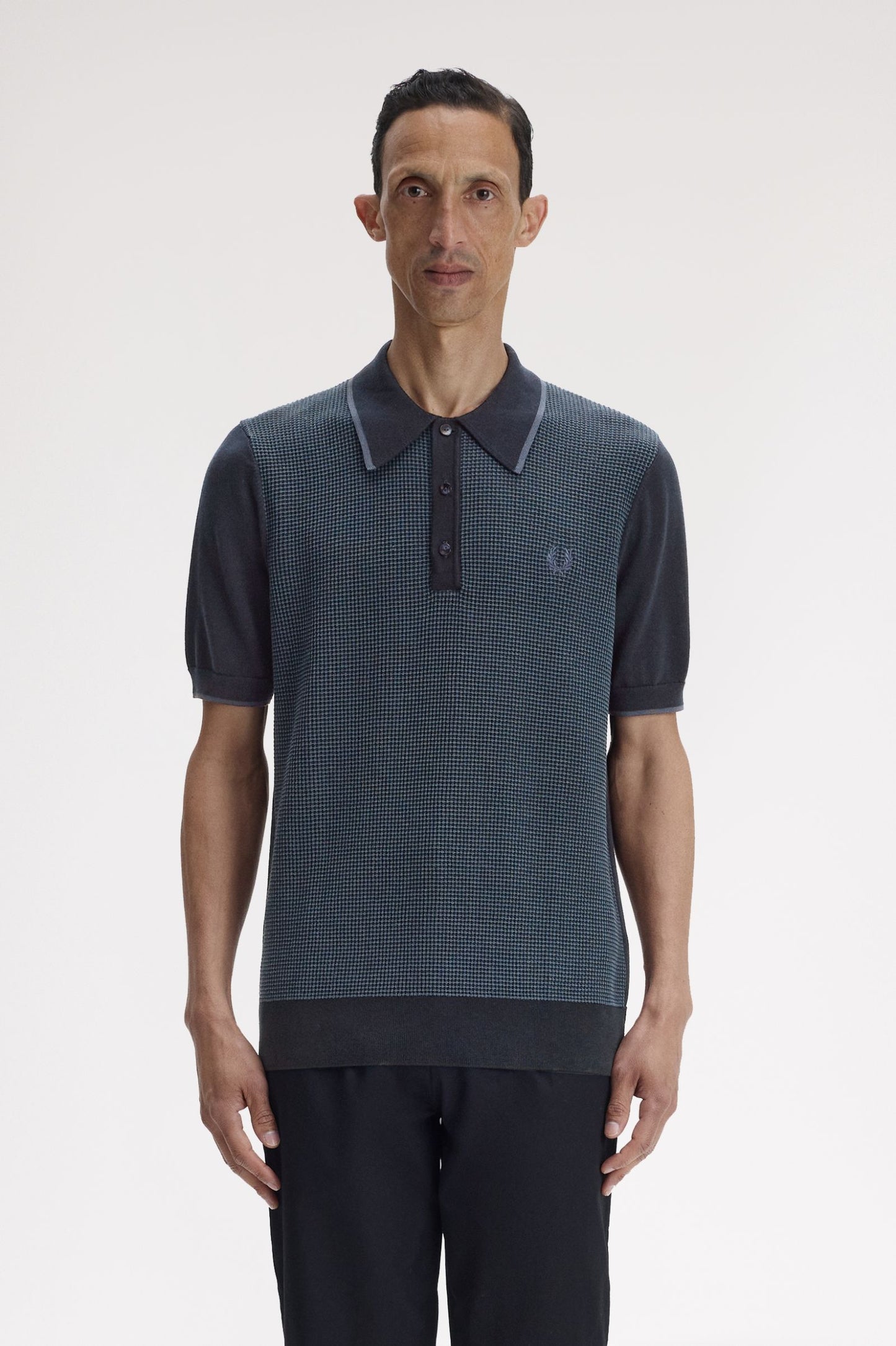 Fred Perry Tonic Waffle Knitted Shirt Navy