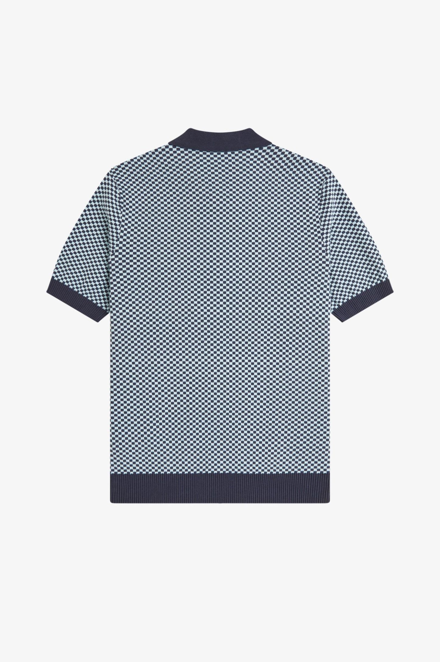 Fred Perry Chequerboard Knitted Shirt Dark Airforce