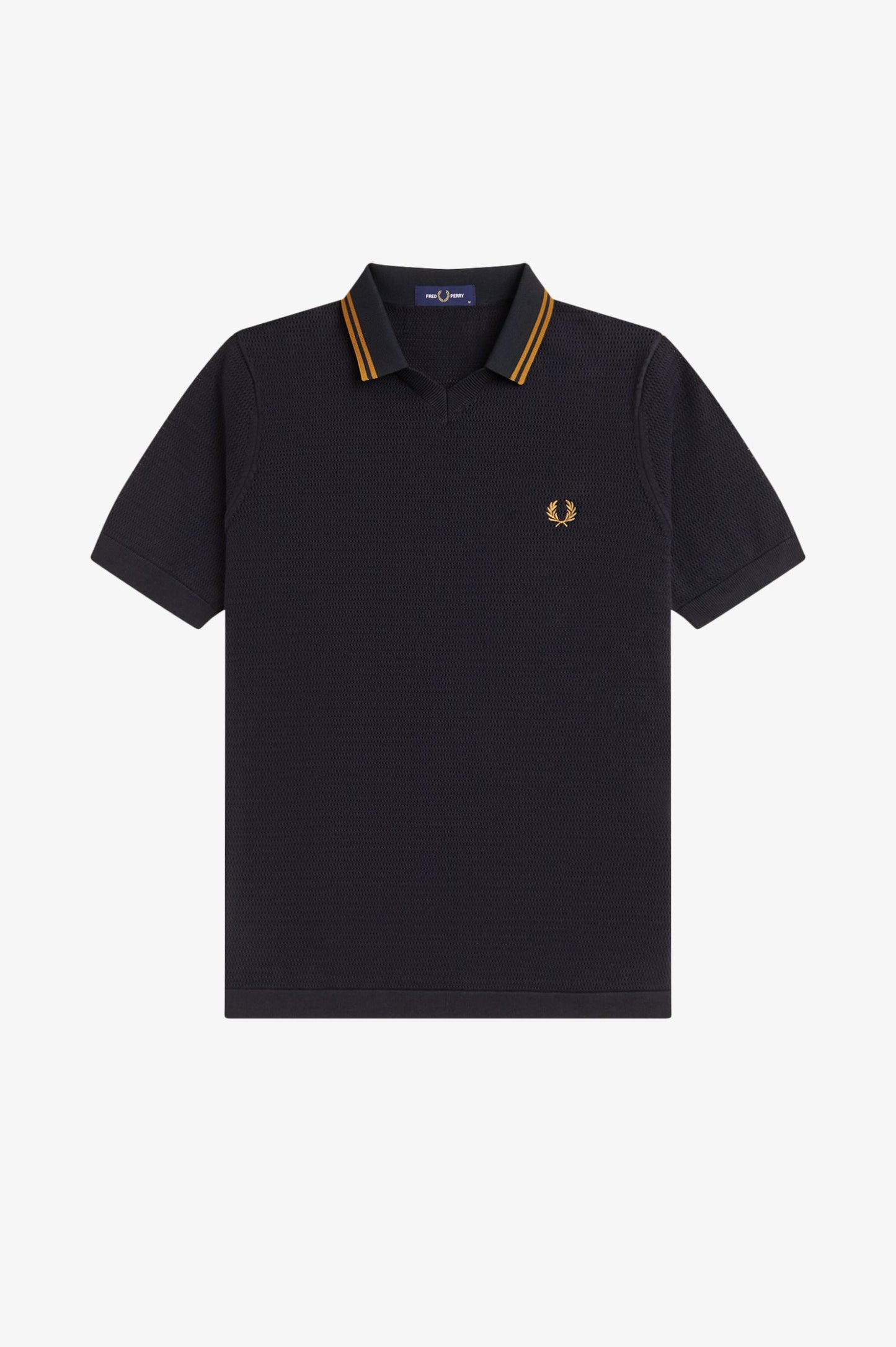 Fred Perry Pointelle Knitted Shirt Black