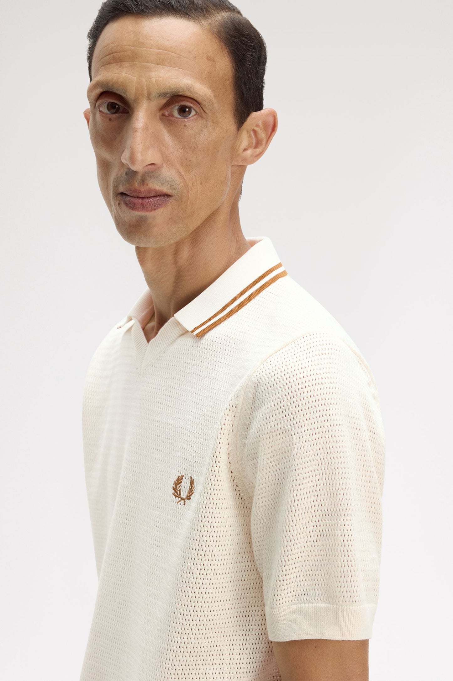 Fred Perry Pointelle Knitted Shirt Ecru