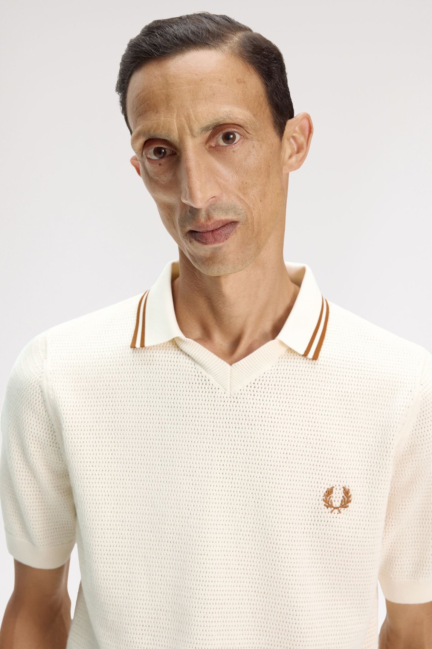 Fred Perry Pointelle Knitted Shirt Ecru