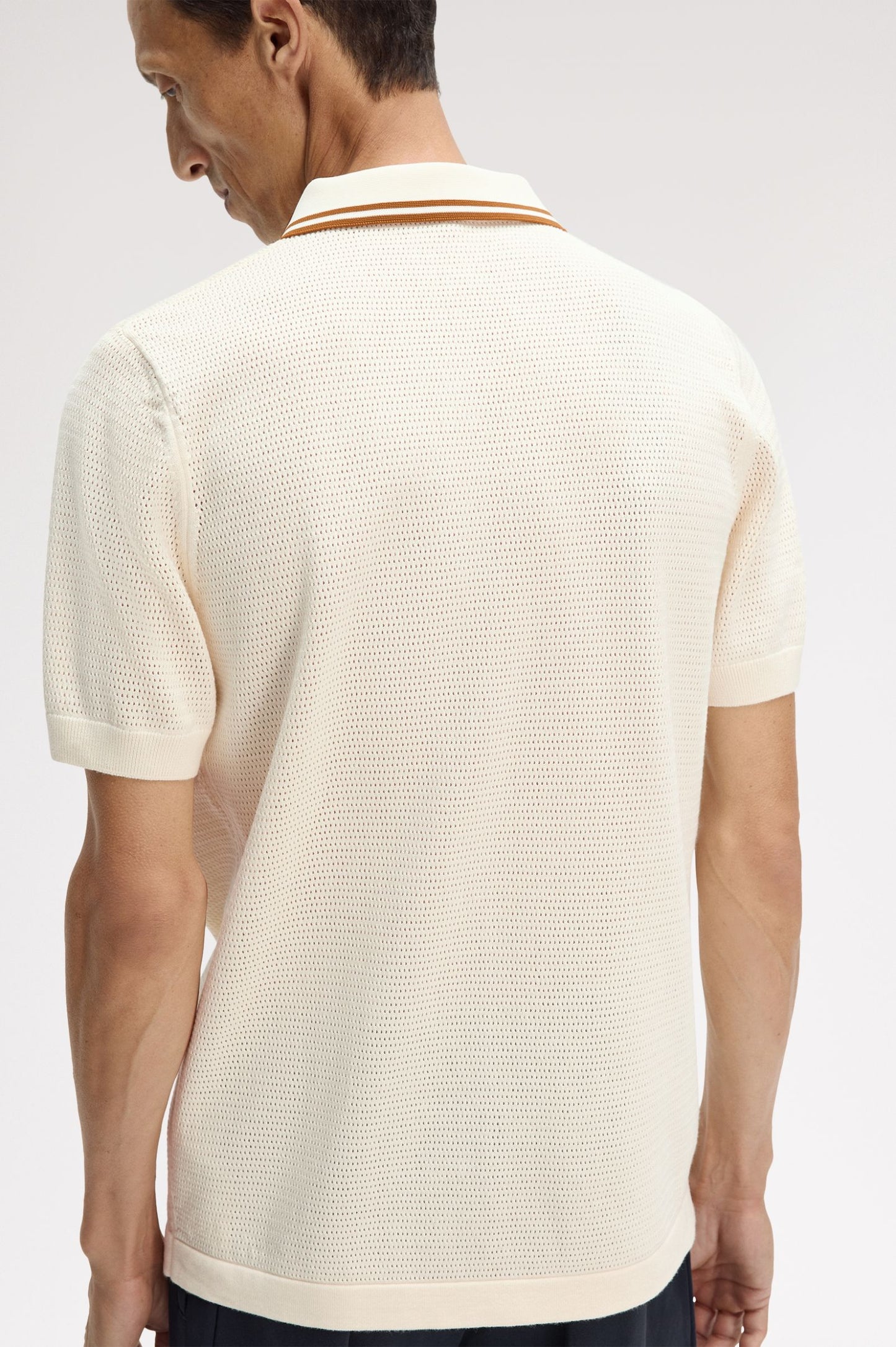 Fred Perry Pointelle Knitted Shirt Ecru