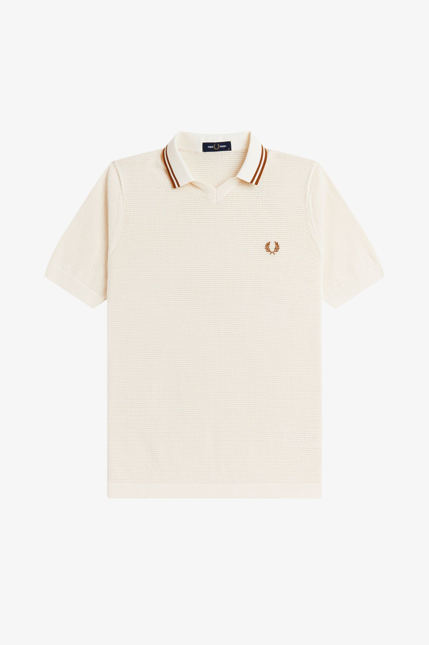 Fred Perry Pointelle Knitted Shirt Ecru